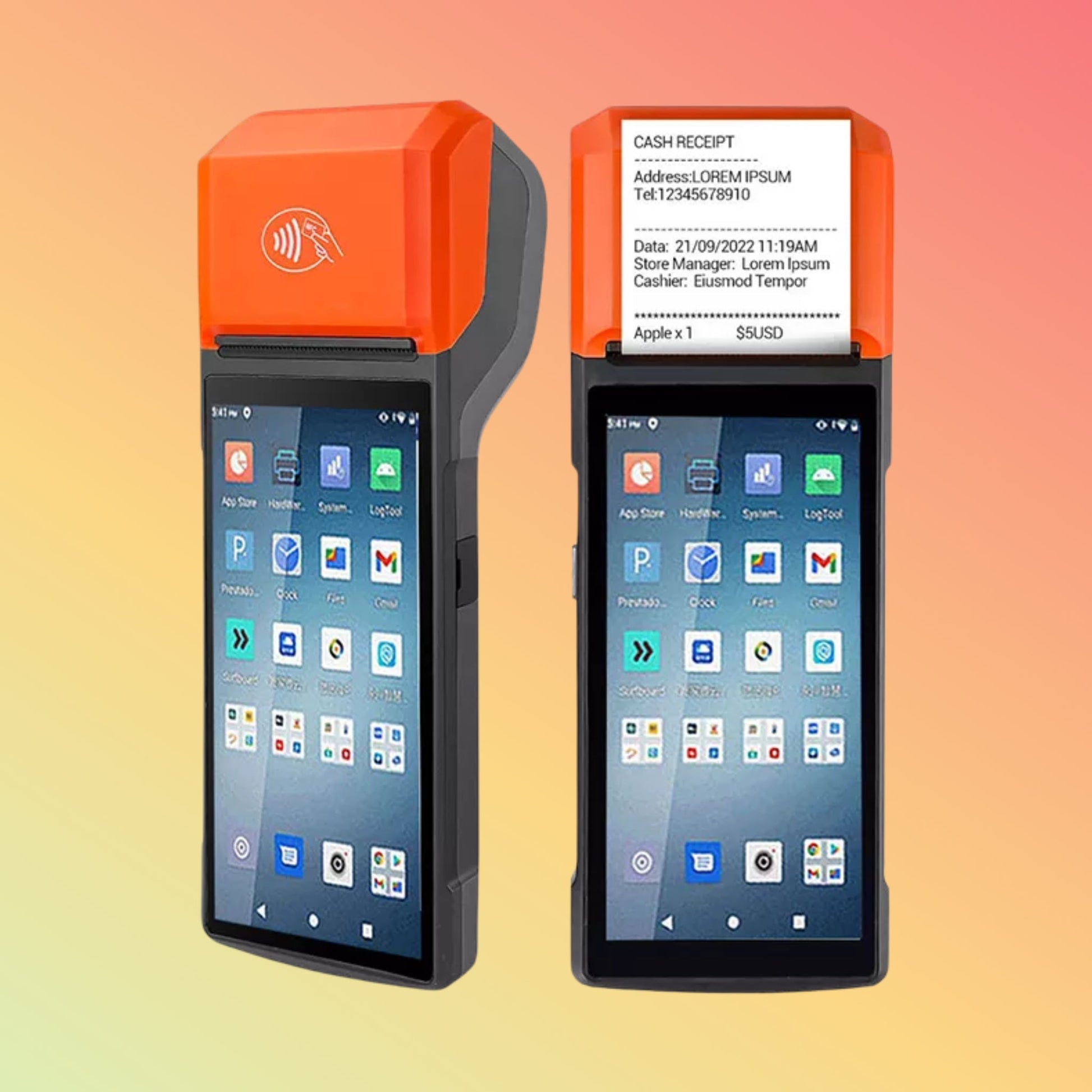جهاز HCCTG NFC GPS 4G Android 14 الذكي المحمول مع طابعة 58 مم R330 Plus