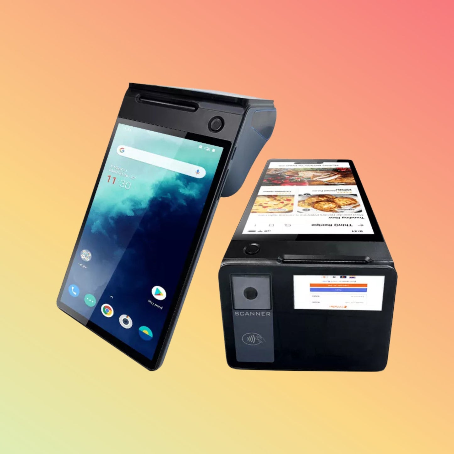 Android 14 Dual Screen 8+2.66 Inch NFC Handheld POS Terminal with 58mm Ticket Printer Contactless Card Reader Payment Z150