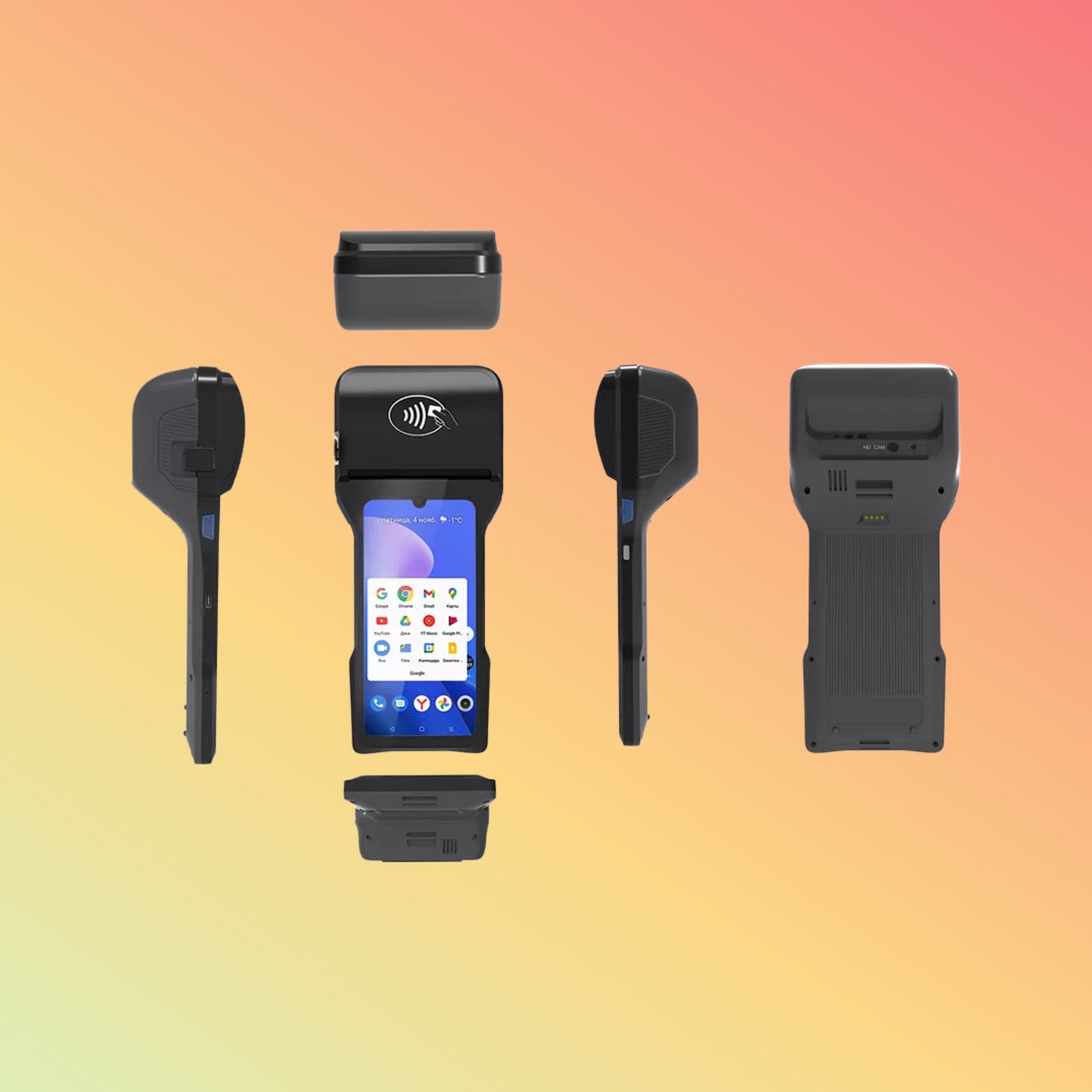 4G एंड्रॉइड 12 टच स्क्रीन 6.26 इंच पोर्टेबल पॉस डिवाइस 80 मिमी प्रिंटर Z93 के साथ