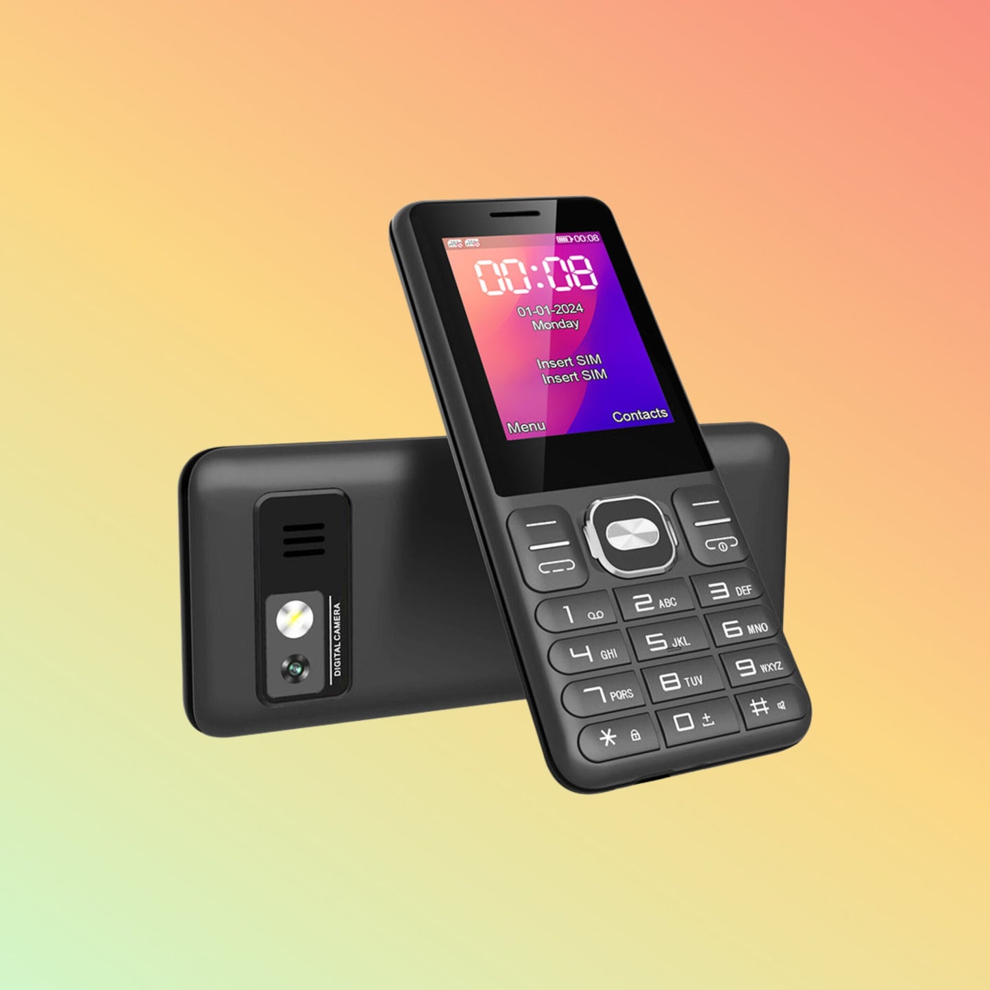هاتف UNIWA FD005 بشاشة 2.4 بوصة وبطاقة SIM مزدوجة وبطارية طويلة العمر 25BI ولوحة مفاتيح 4G أنيقة