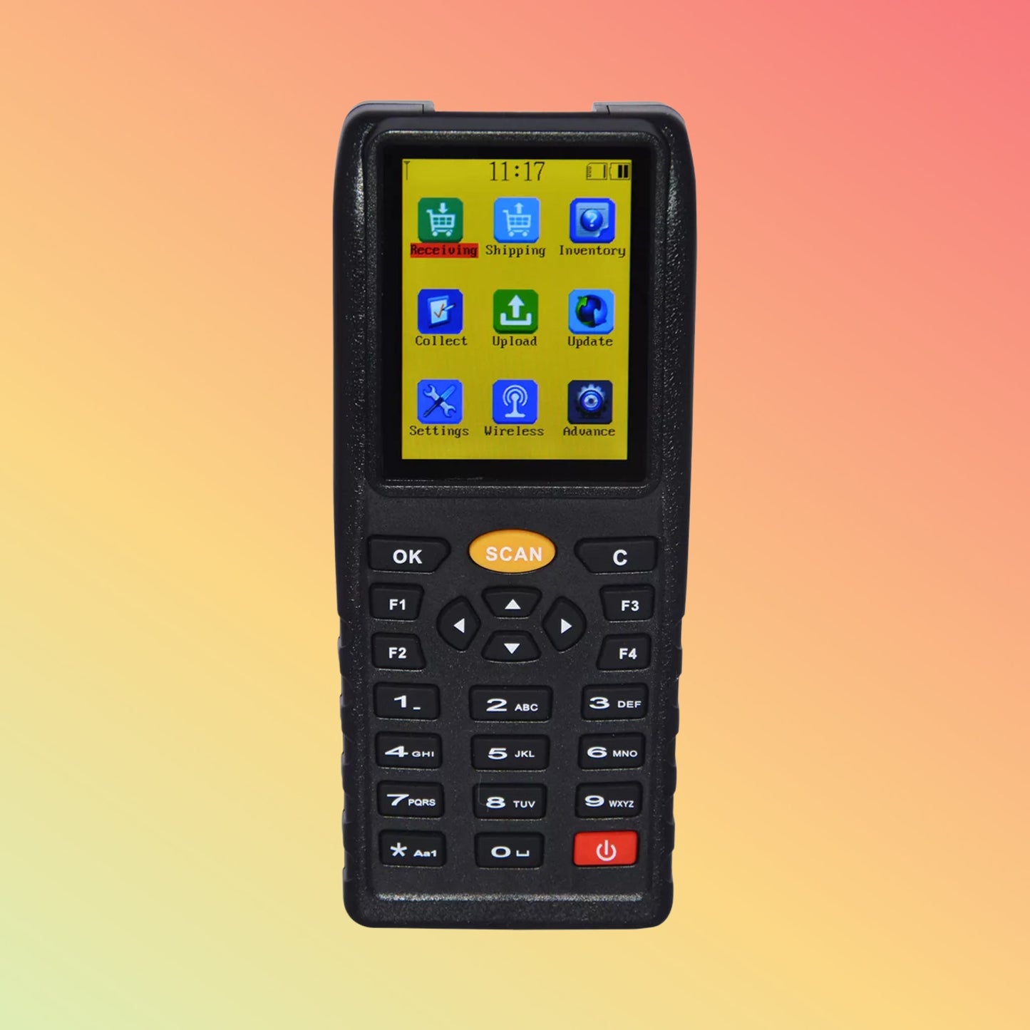 جهاز جمع بيانات المخزون اللاسلكي المحمول باليد 72 ميجا هرتز وماسح الباركود HS-E7