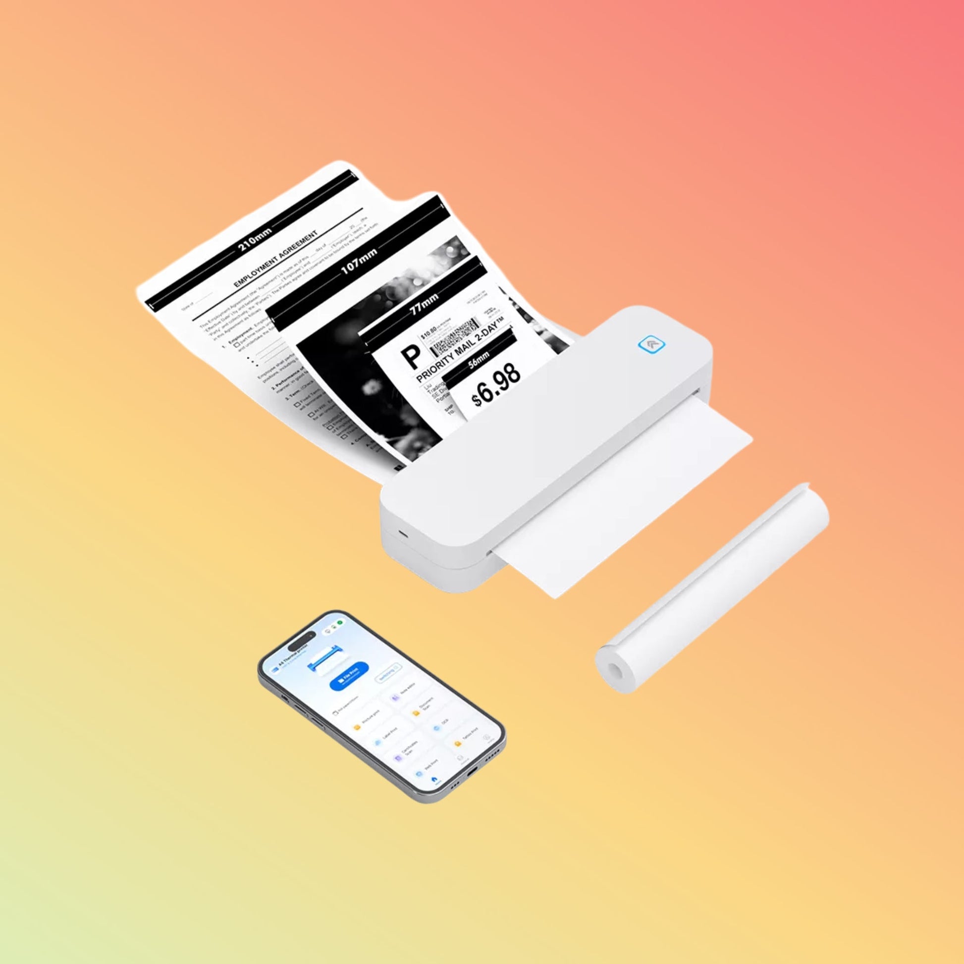 طابعة حرارية/وشم محمولة HCCTG A4 مزودة بمنفذ USB وبلوتوث وورق مقاس A4 HCC-A4PP