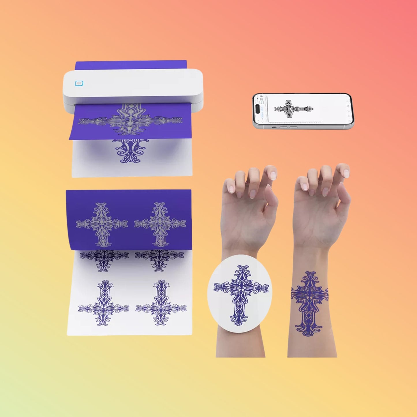 طابعة حرارية/وشم محمولة HCCTG A4 مزودة بمنفذ USB وبلوتوث وورق مقاس A4 HCC-A4PP