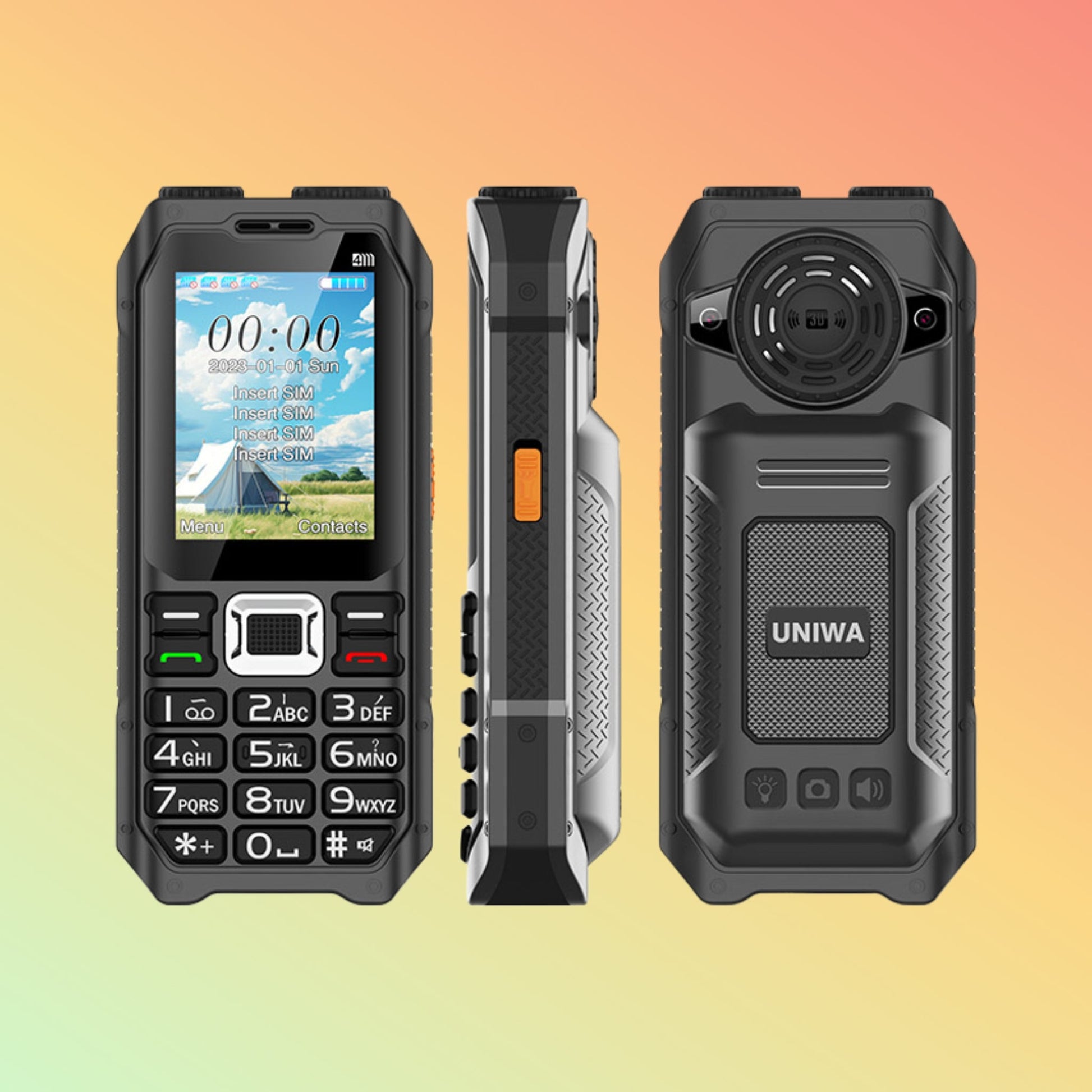 UNIWA M6000 2.4 इंच बड़ा स्पीकर कीपैड 4 सिम मोबाइल फ़ोन