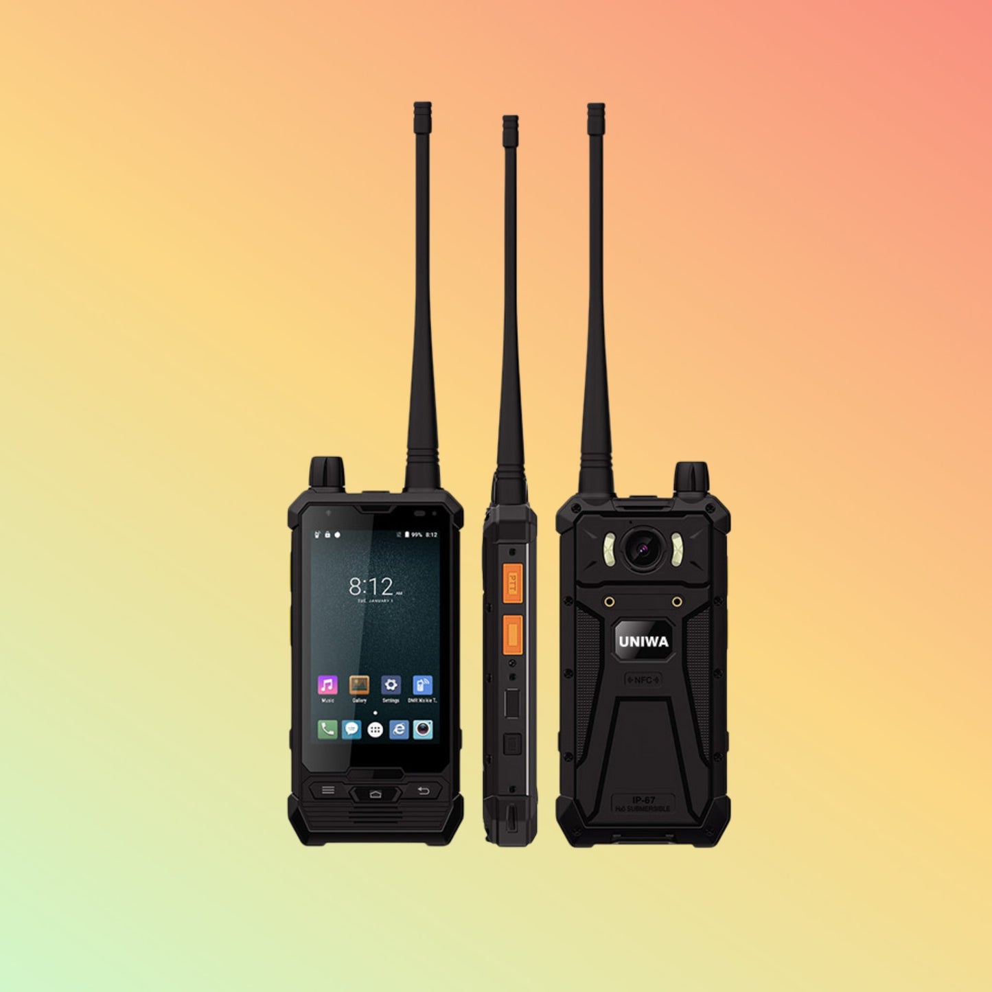 هاتف UNIWA P2 Plus IP67 المحمول المتين Zello 4W DMR UHF Repeater لاسلكي هاتف ذكي