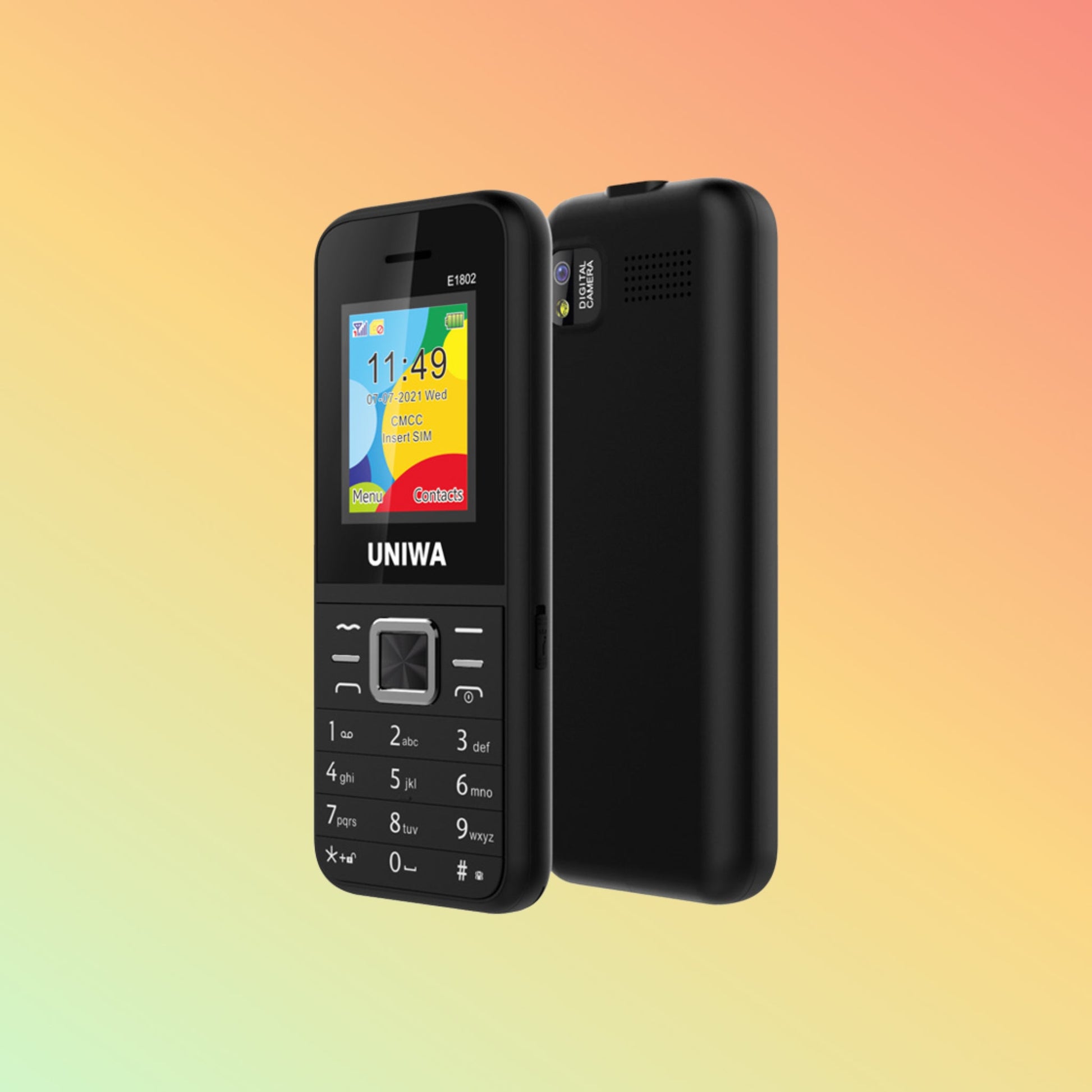 UNIWA E1802 Itel स्टैंडर्ड 25BI बैटरी लॉन्ग स्टैंडबाय कीपैड मोबाइल फ़ोन टॉर्च के साथ