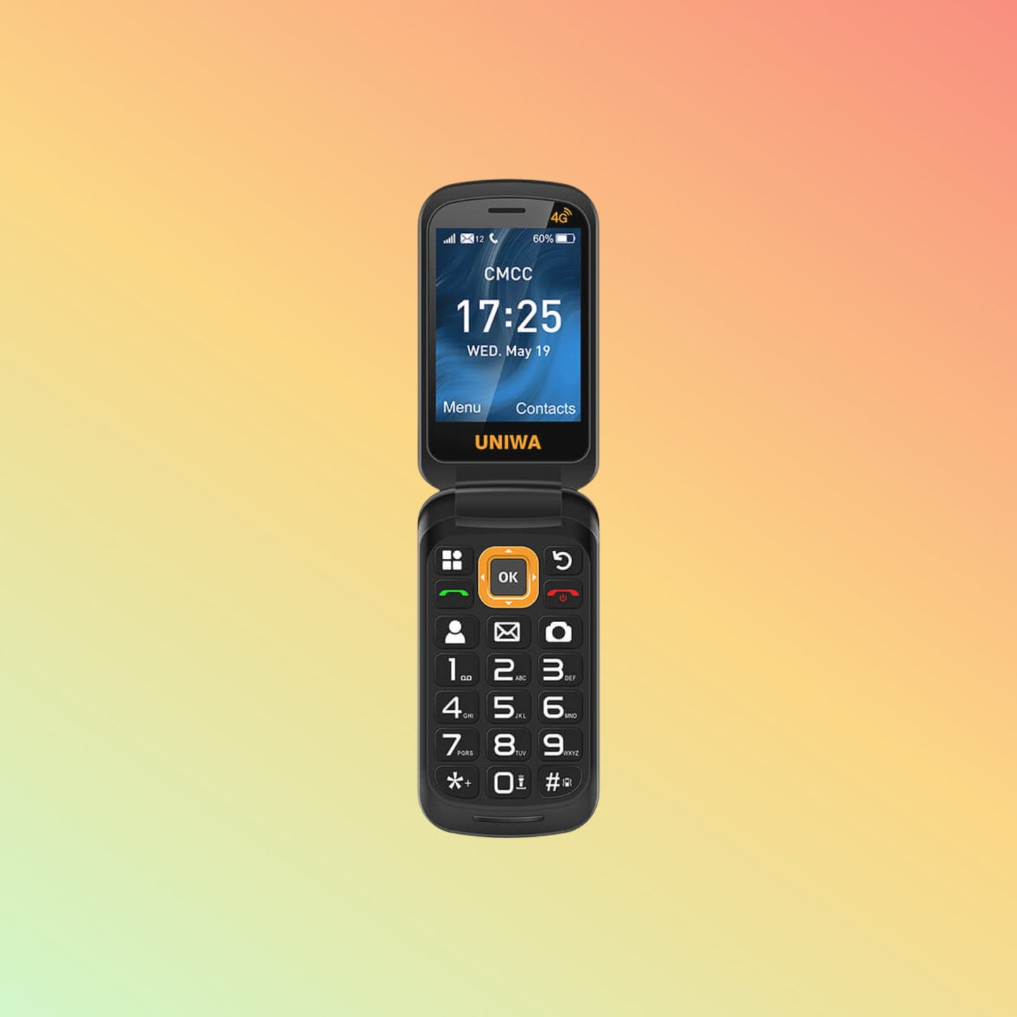 هاتف UNIWA V909T ثنائي الشاشة مقاس 2.8 بوصة بتقنية VoLTE 4G