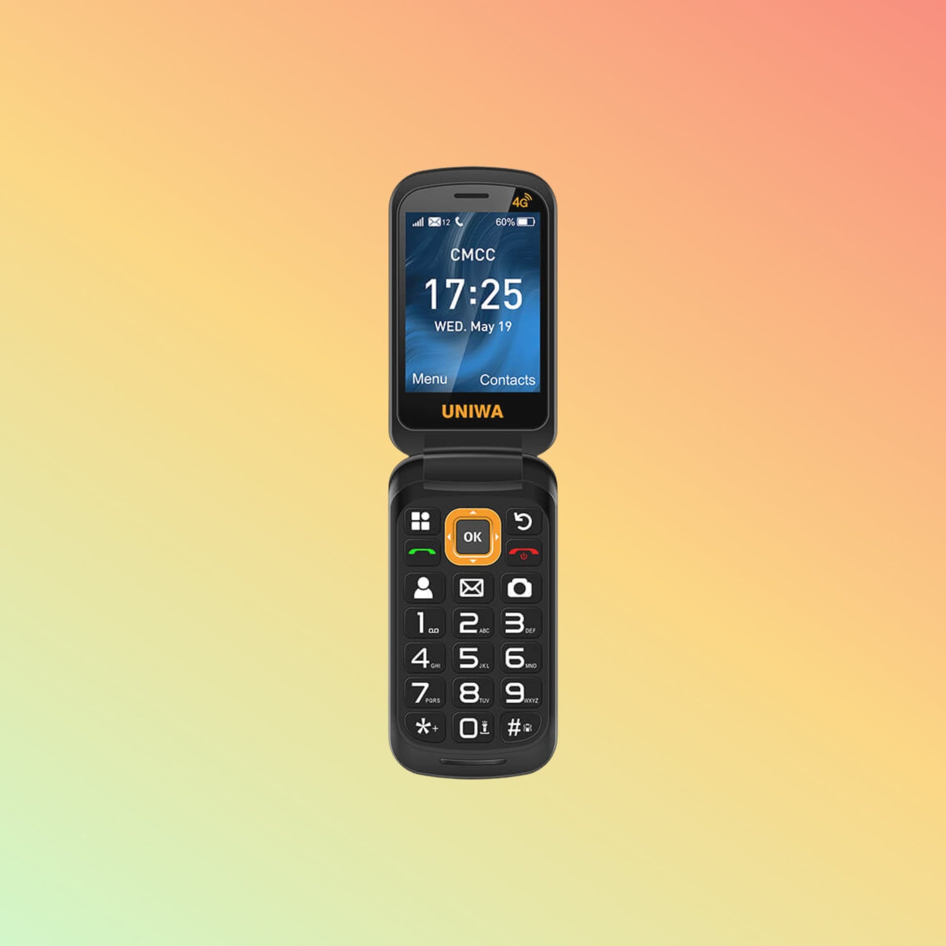 هاتف UNIWA V909T ثنائي الشاشة مقاس 2.8 بوصة بتقنية VoLTE 4G
