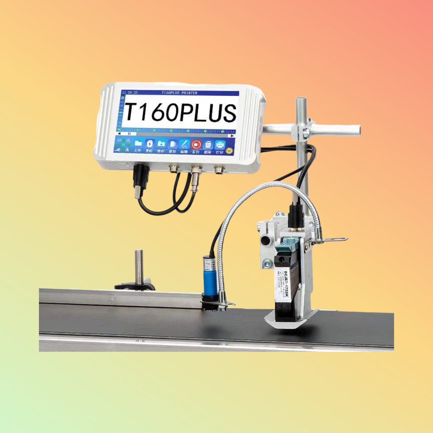 YAOMATEC 10CM Online TIJ Inkjet Printer with 25.4MM 4 Print Heads for Bar Code Batch Number Expiry Date Automatic Coding Machine