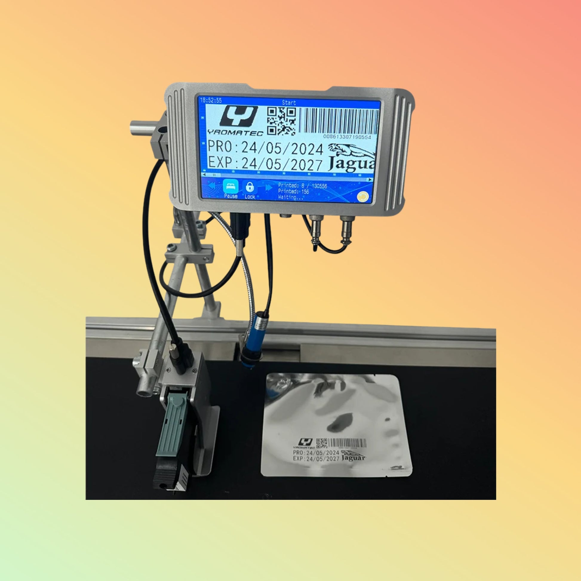 YAOMATEC 10 Inch 25.4mm 4 Heads 10CM Expiry Date Batch Number Logo Sheet Continuous Online Automatic Industrial Inkjet Printer