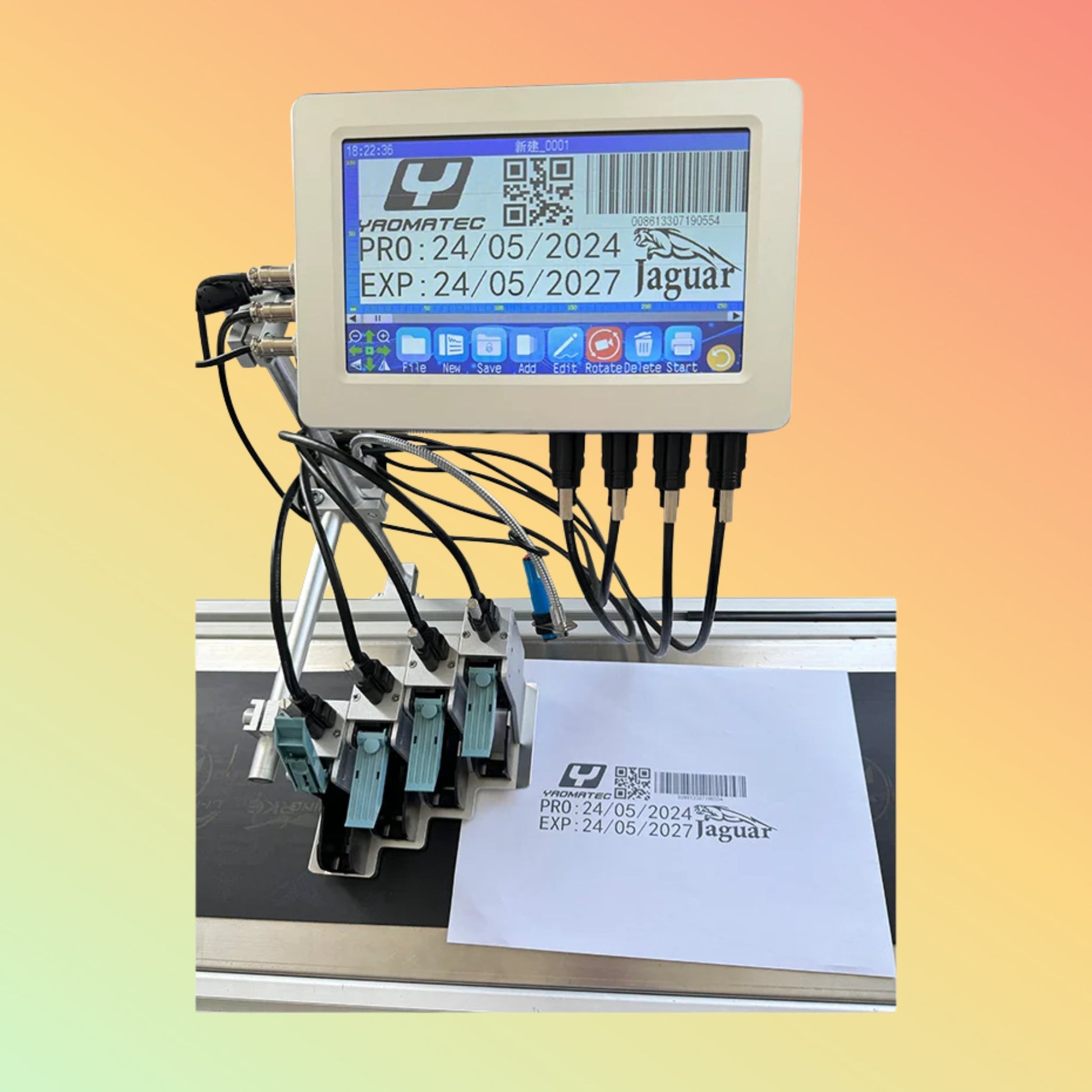YAOMATEC 10 Inch 12.7mm 2 Heads Automatic Expiry Date Batch Number Coding Logo Continuous Online Industrial Inkjet Printer