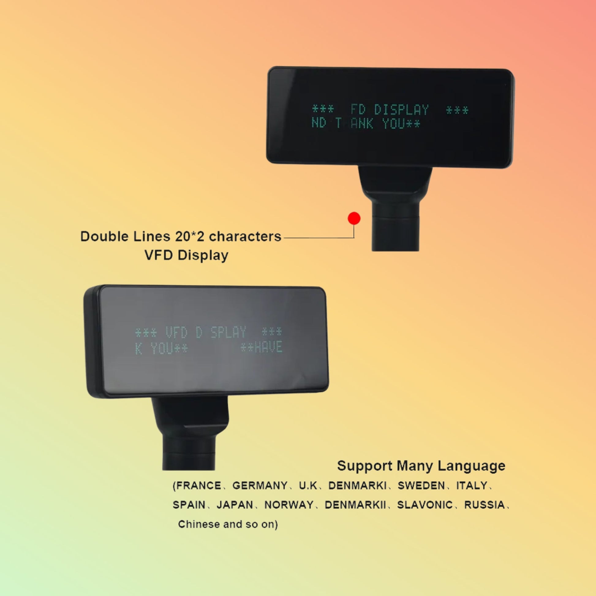 CARAVPOS USB VFD Pole Customer Display for POS Cash Registers
