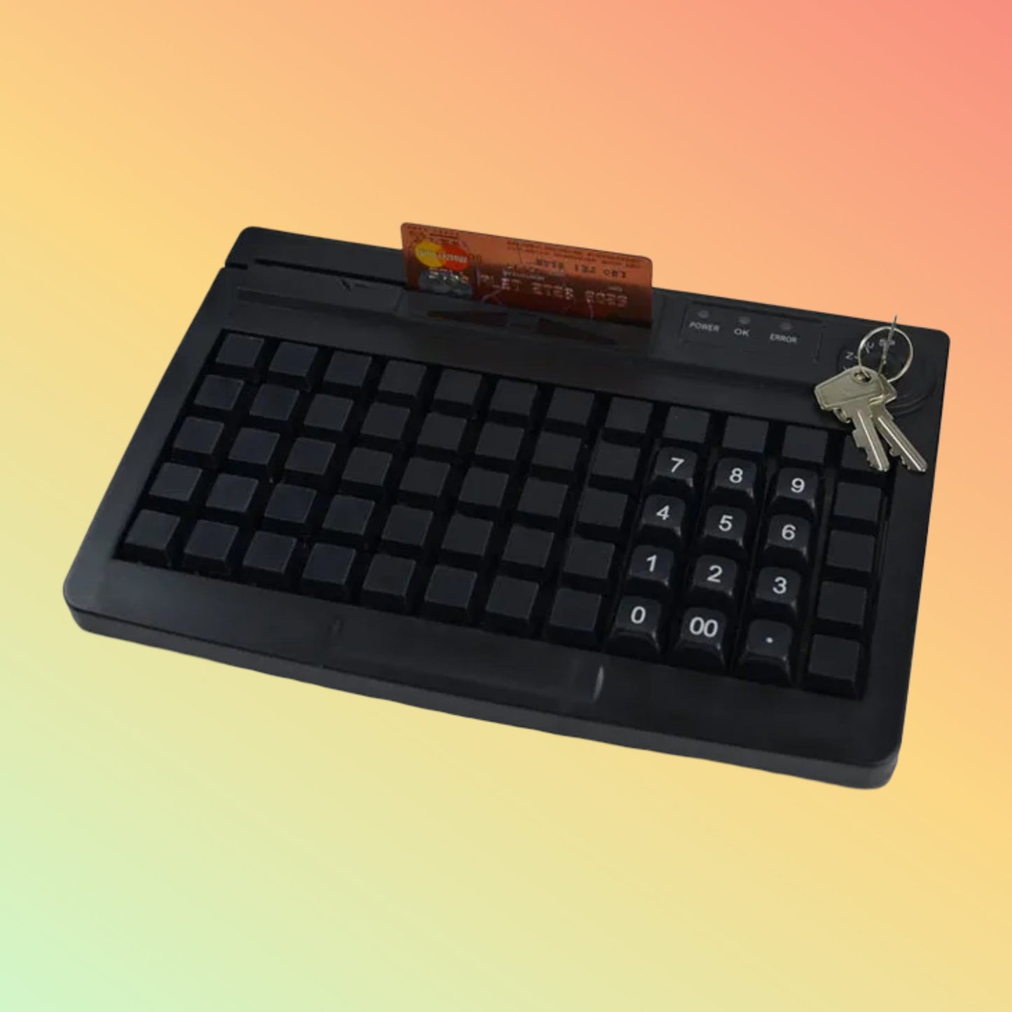 CARAVPOS 78-Key POS Programmable Keyboard with Swipe Card Reader