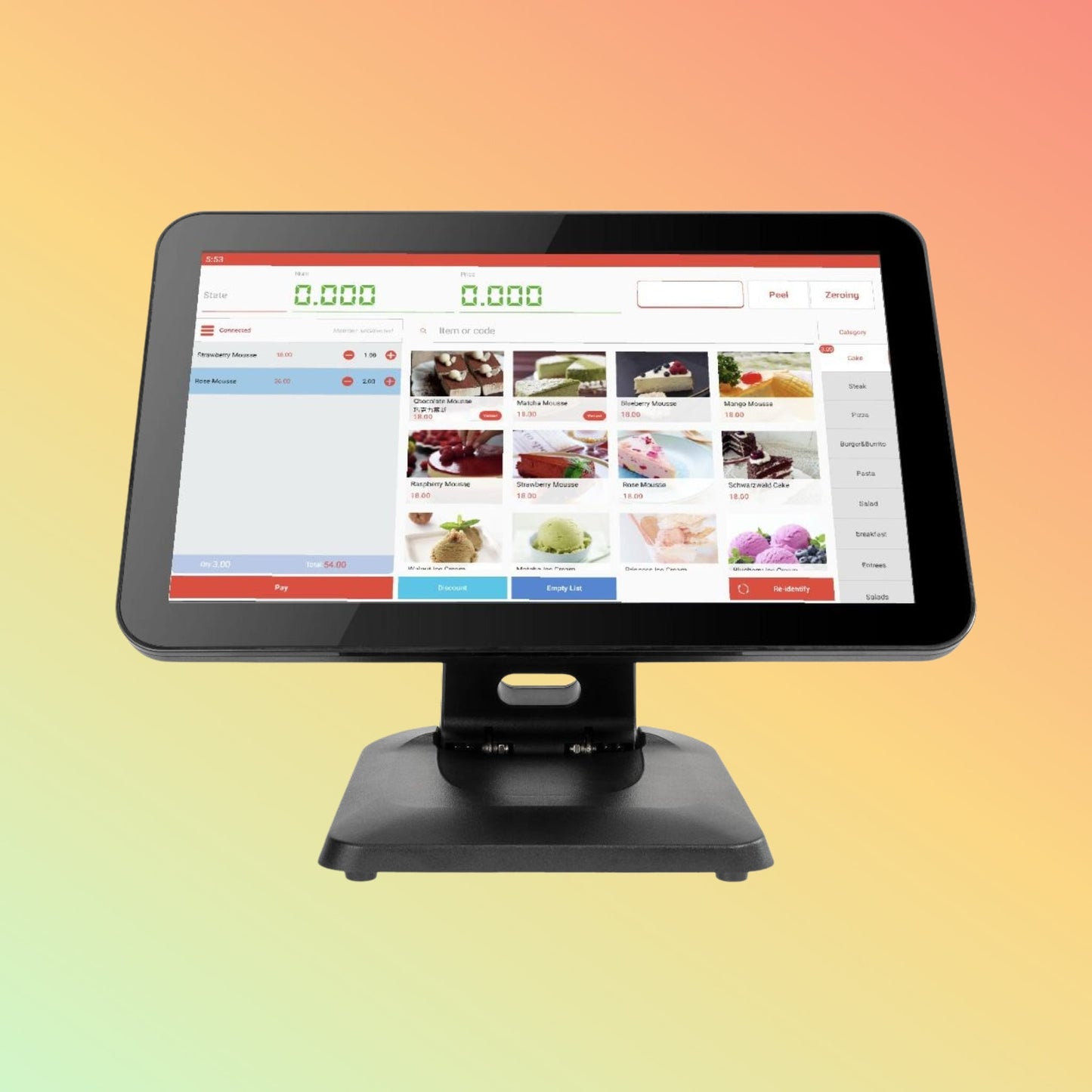 Metal Stand 15–15.6" POS Touch System, Cash Register w/ 2nd Display