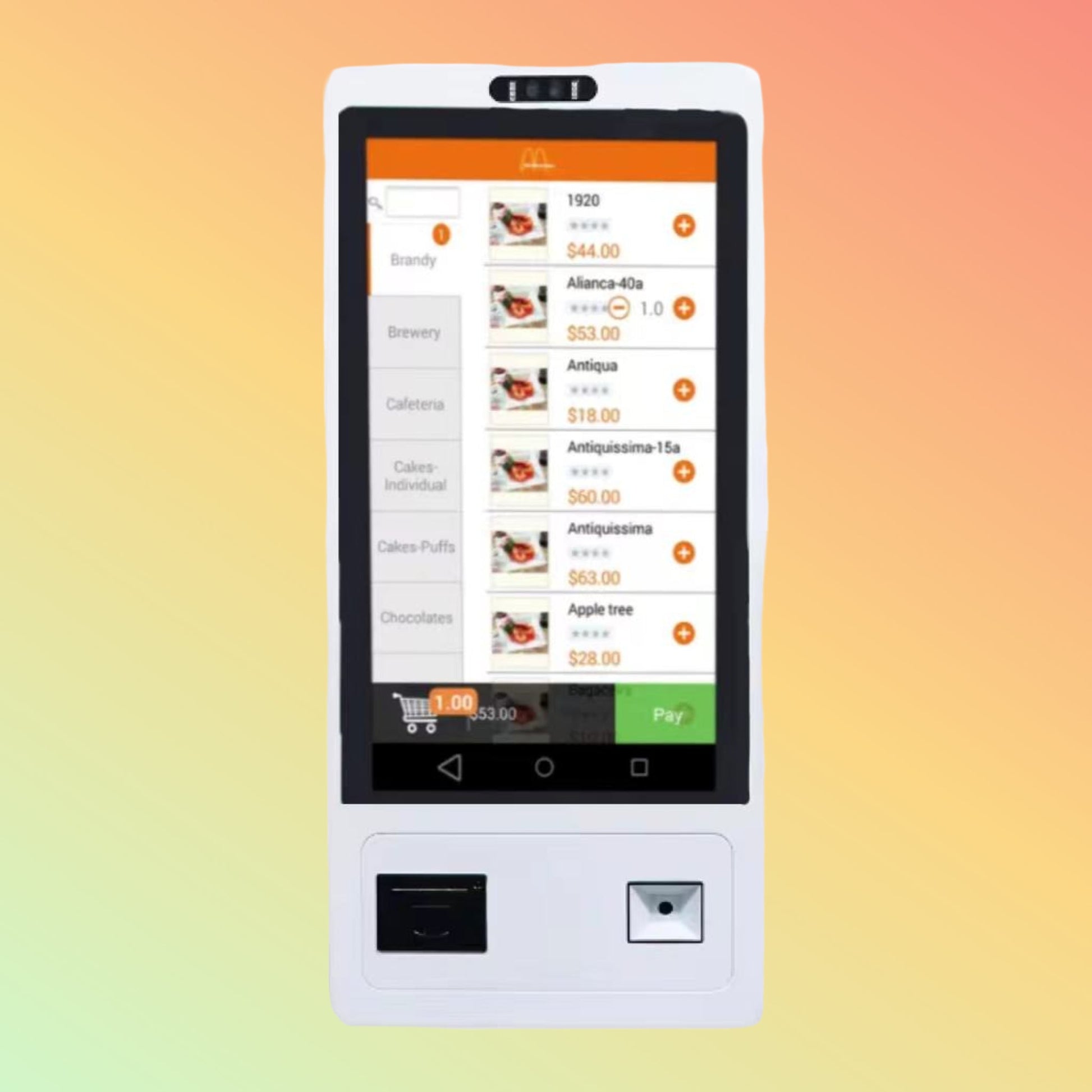 27" Touch Kiosk, Thermal Printer & 2D Scanner, Win OS Payment