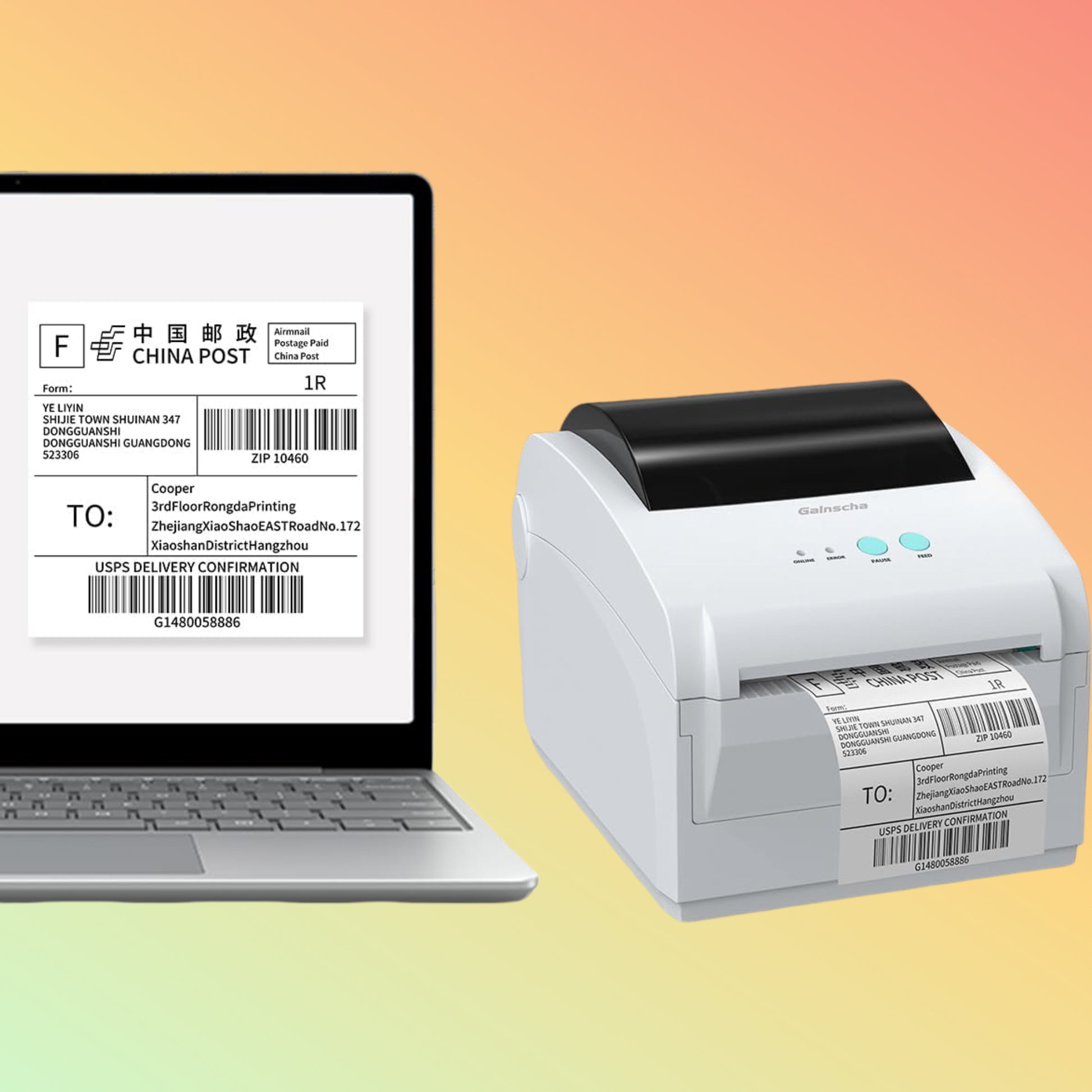 GAINSCHA GS-2408DC White Direct Thermal Barcode Printer UAE | NEOTECH®