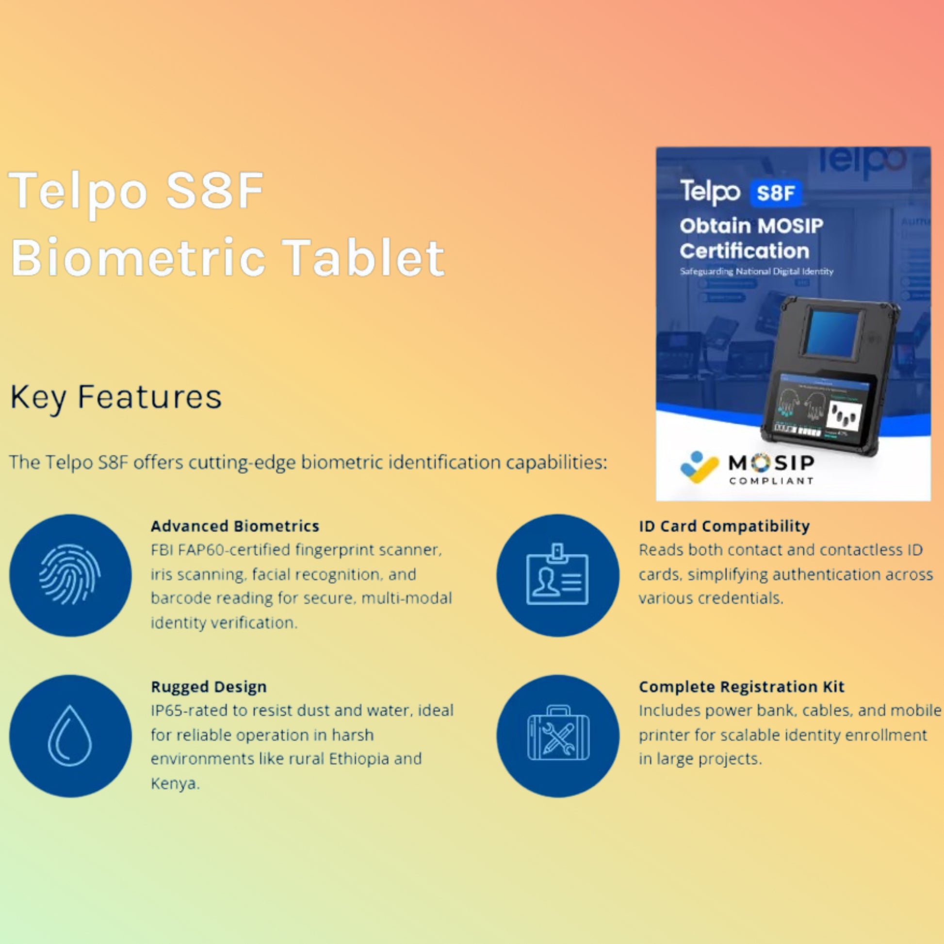 TELPO S8 Biometric Tablet UAE | Android Identity Enrollment Tablet – NEOTECH®