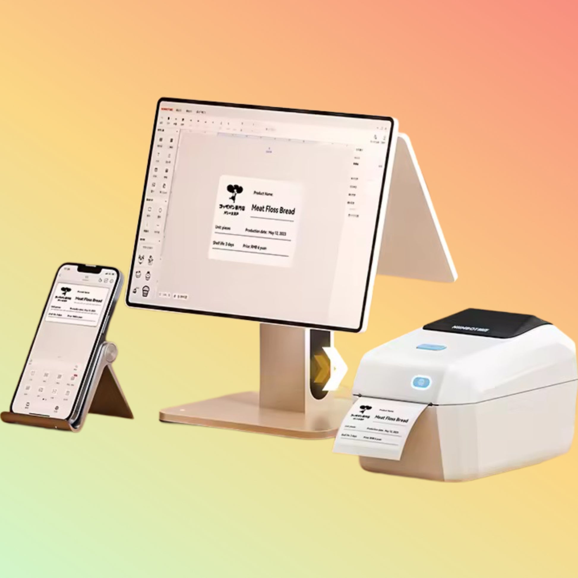 "Front view of Niimbot K3 Multi-function thermal label printer showing Bluetooth connectivity and compact design"