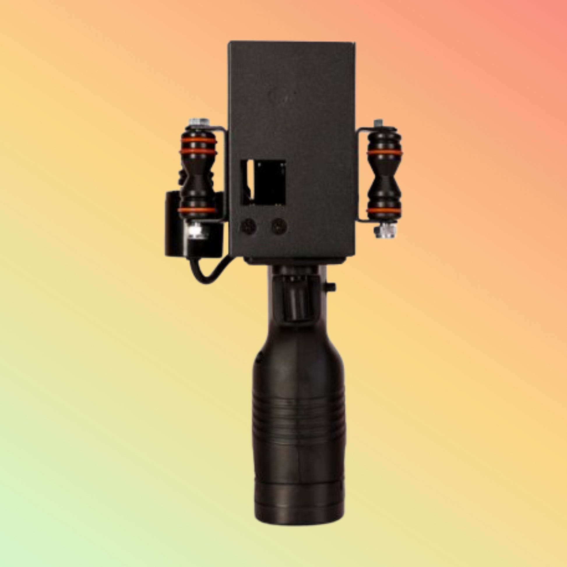 Black camera stabilizer on a gradient background