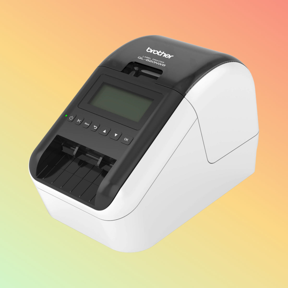 Brother QL-600 label printer with compatible Brother DK continuous paper roll for mailing and office labeling
