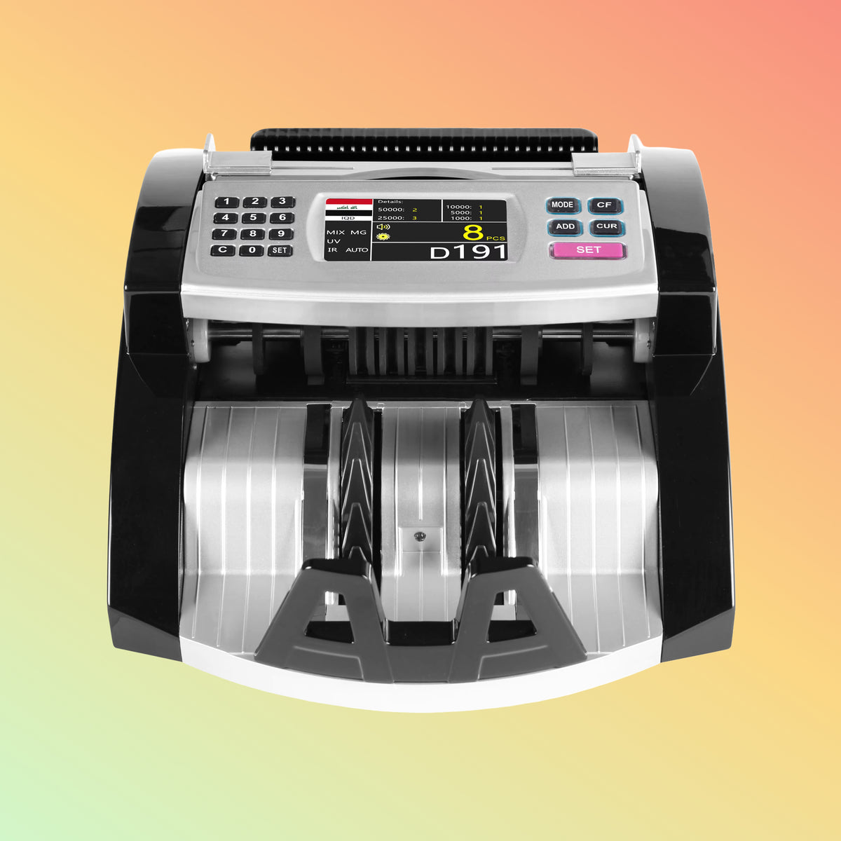 NOGTEK AL-6000T banknote value counter for supported IQD USD and EUR currency configurations