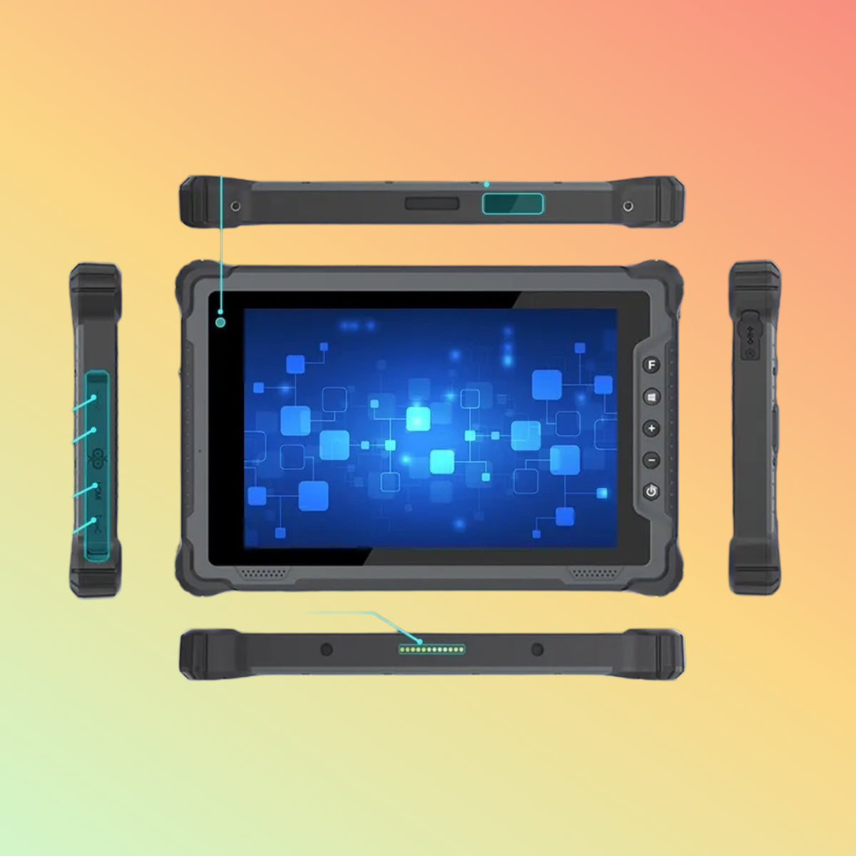 Emdoor EM-I88N industrial tablet with optional 2D barcode scanner NFC and 4G connectivity