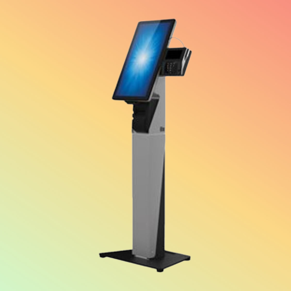 Elo Wallaby countertop stand supporting compatible Elo I-Series touchscreen