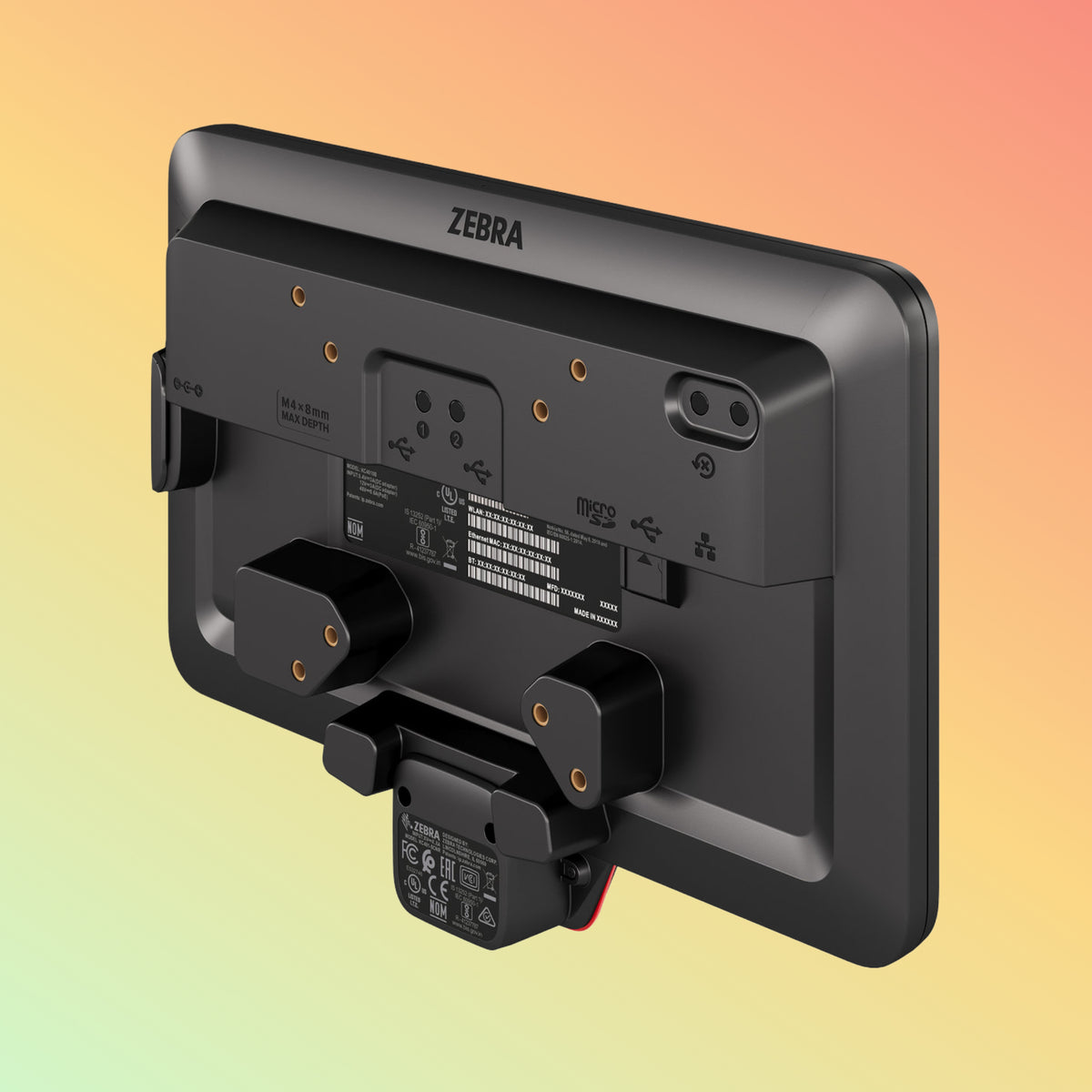 Zebra KC401 10-inch kiosk computer installed with compatible mounting hardware