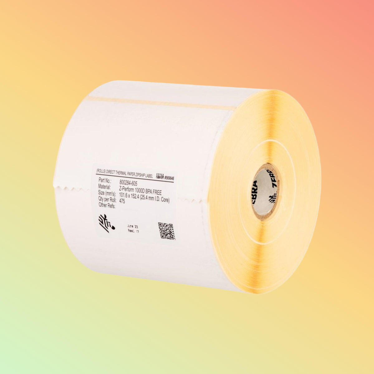 Zebra Z-Perform 1000T white uncoated permanent adhesive labels