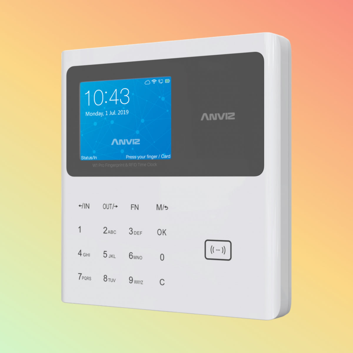 Anviz W1 Pro attendance terminal rear housing and mounting area