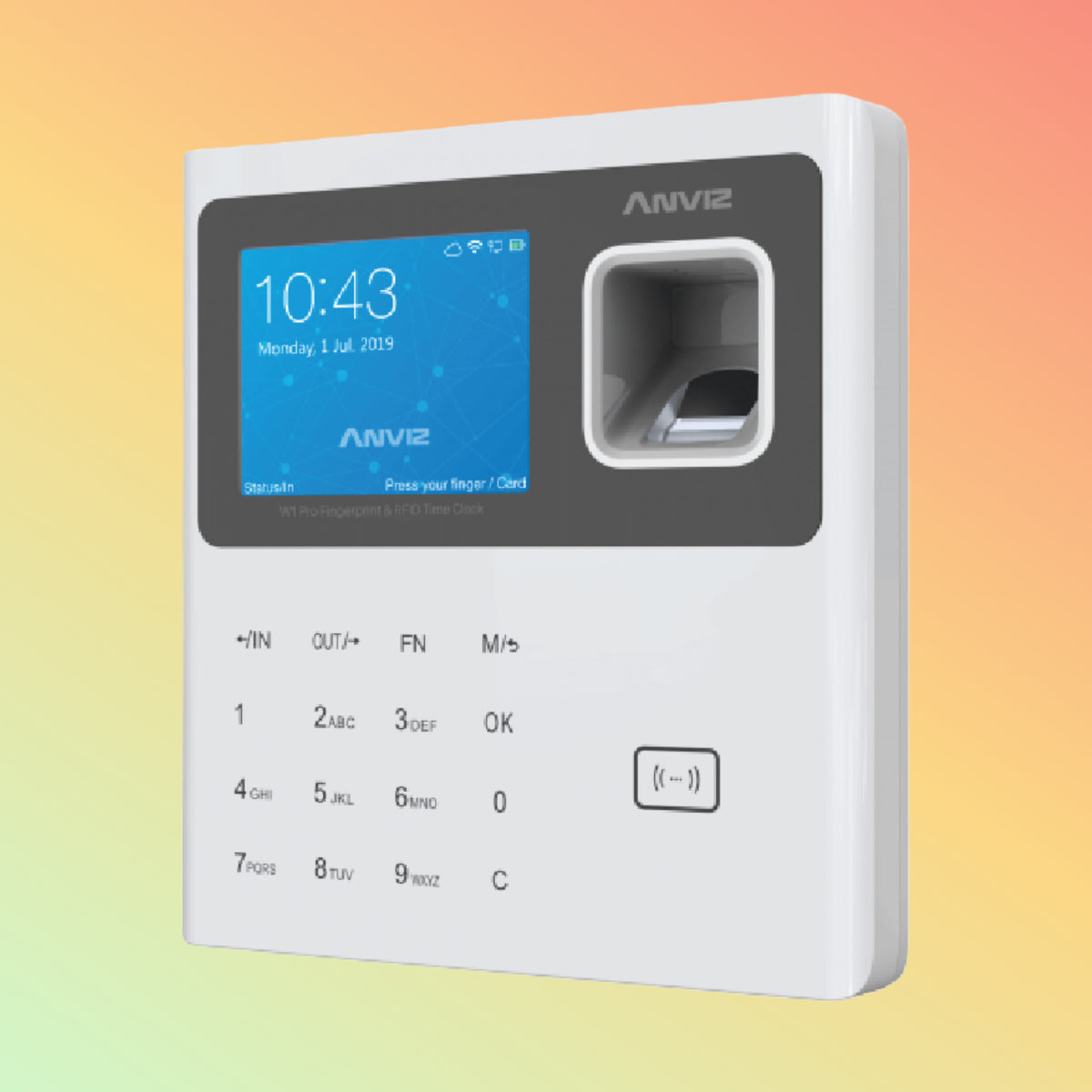 Anviz W1 Pro capacitive touch keypad and RFID reader area