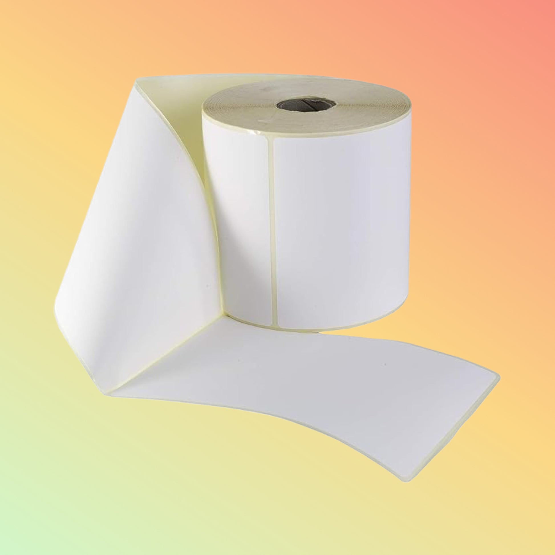 Roll of white labels on a gradient background