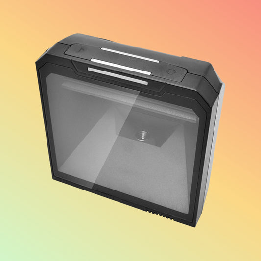 Black electronic device with a screen on an orange gradient background