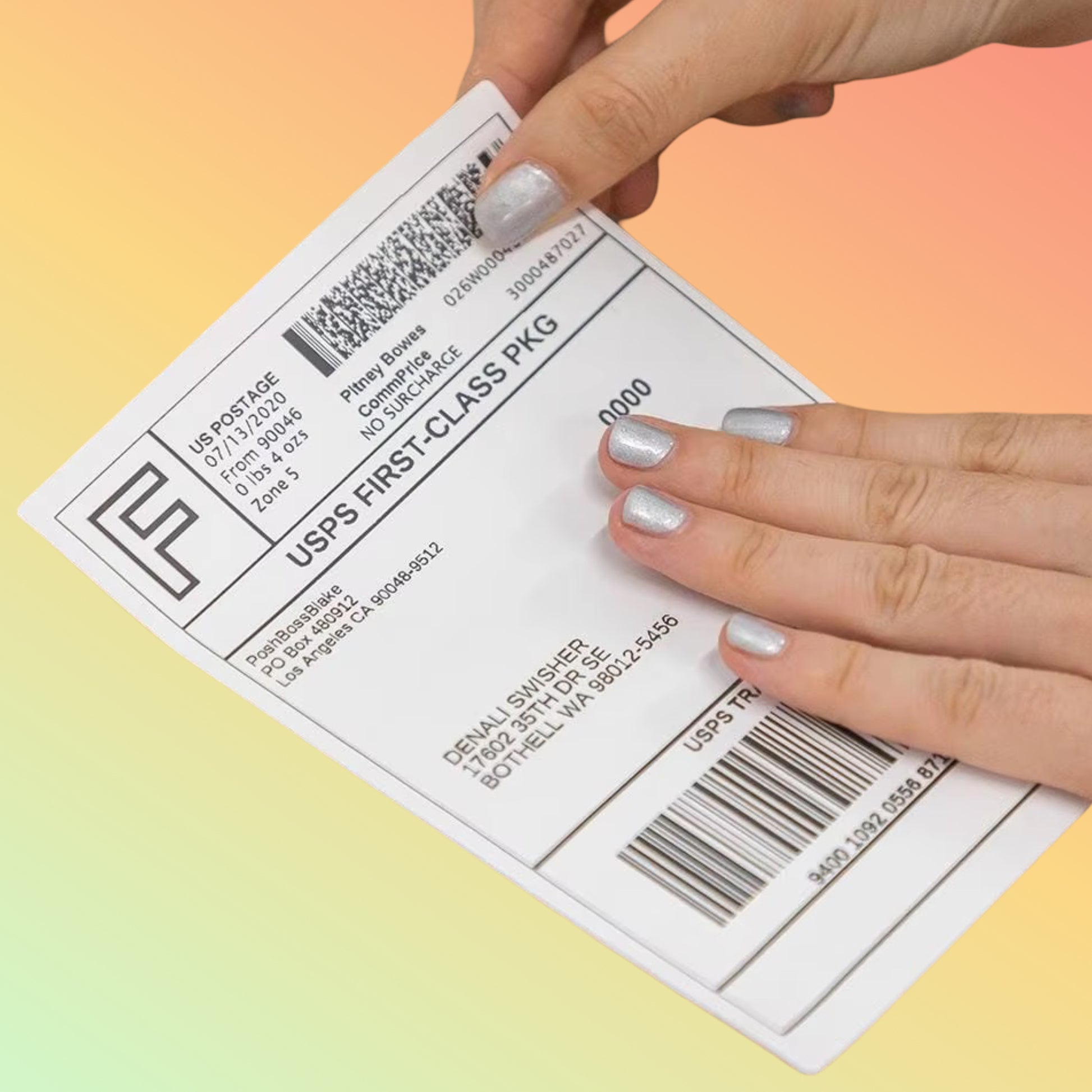 Side view of label roll showing perforation and adhesive