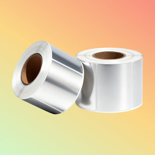 PET Silver PP Synthetic Jewelry Label 50mm x 25mm 1000 Labels Roll UAE | NEOTECH®