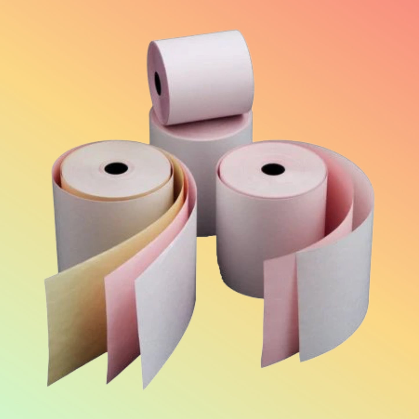 لفات ورق تسجيل النقد 60 جرام لكل متر مربع بأحجام 76×70، 57×30، 57×18، 57×40 مم