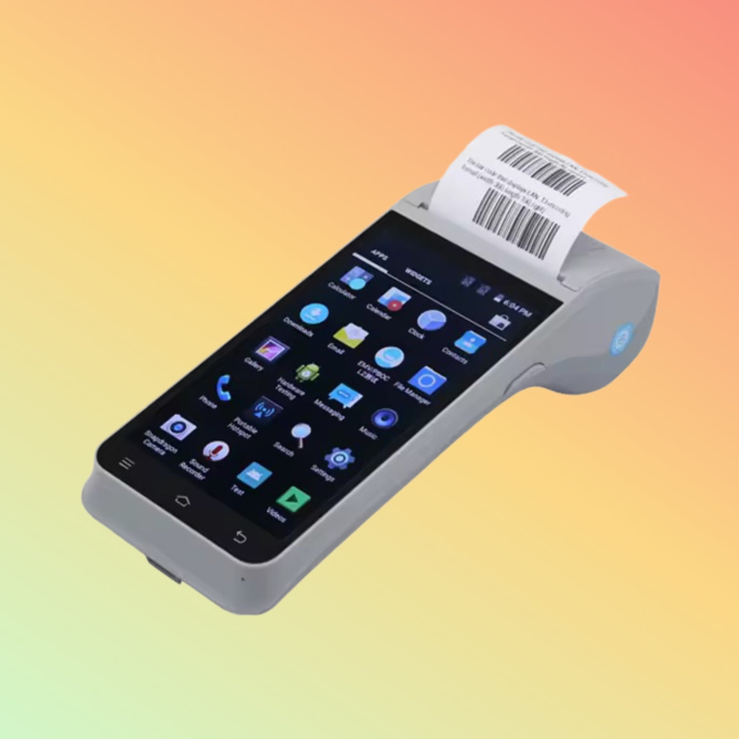 "Android POS Z91 displaying high-speed thermal printing."