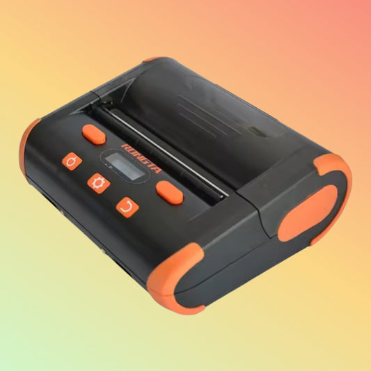 "Close-up of Rongta RPP004 showing thermal line printing technology."