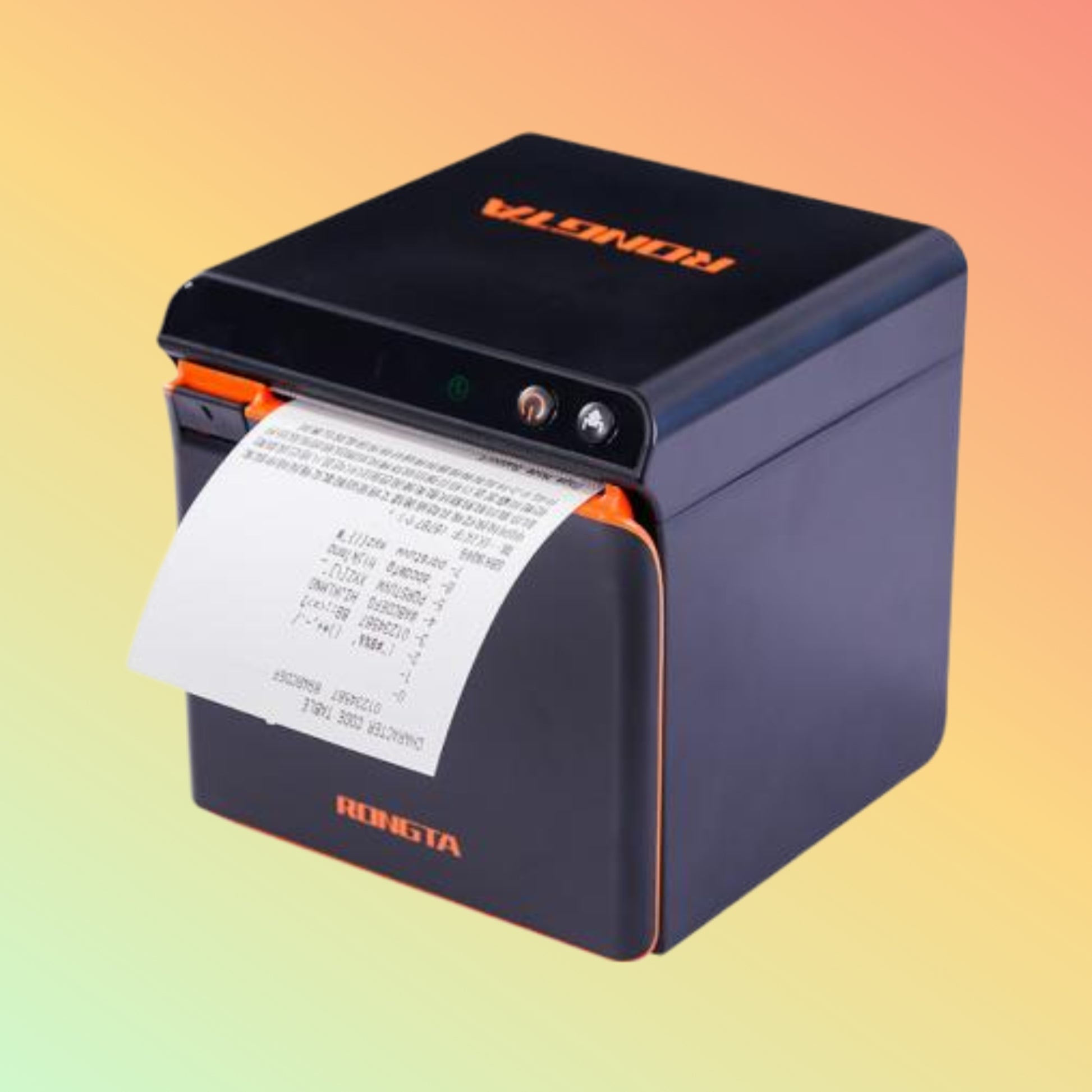 "Front view of RONGTA ACE H1 Thermal Receipt Printer showing control panel and media slot."