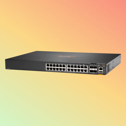 HPE अरूबा CX 6200F (JL724A) स्विच - 24 x गीगाबिट ईथरनेट BASE-T पोर्ट, 4 x 1/10G SFP पोर्ट, 1 x USB-C कंसोल