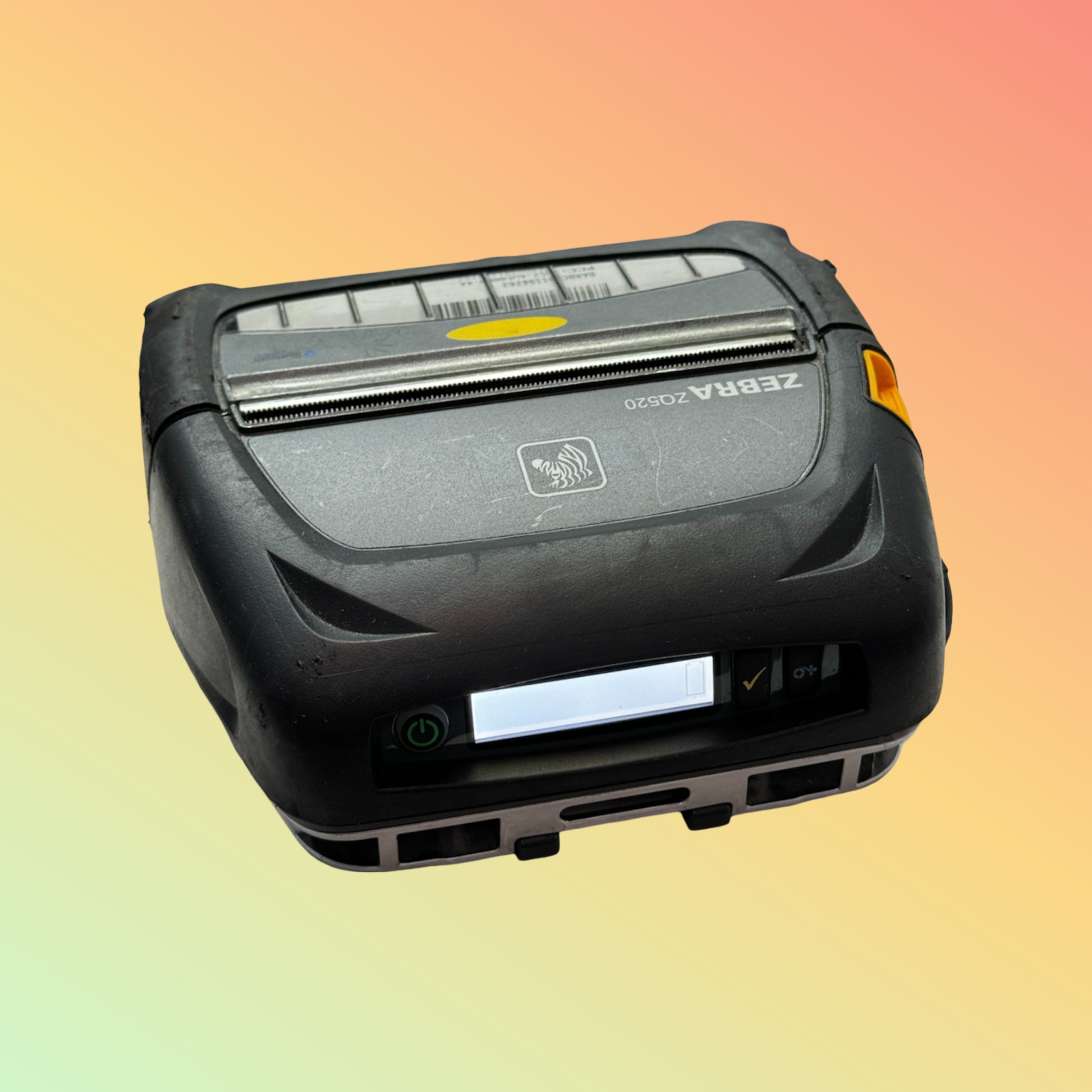 “Side view of Zebra ZQ520 portable printer with extended battery option”