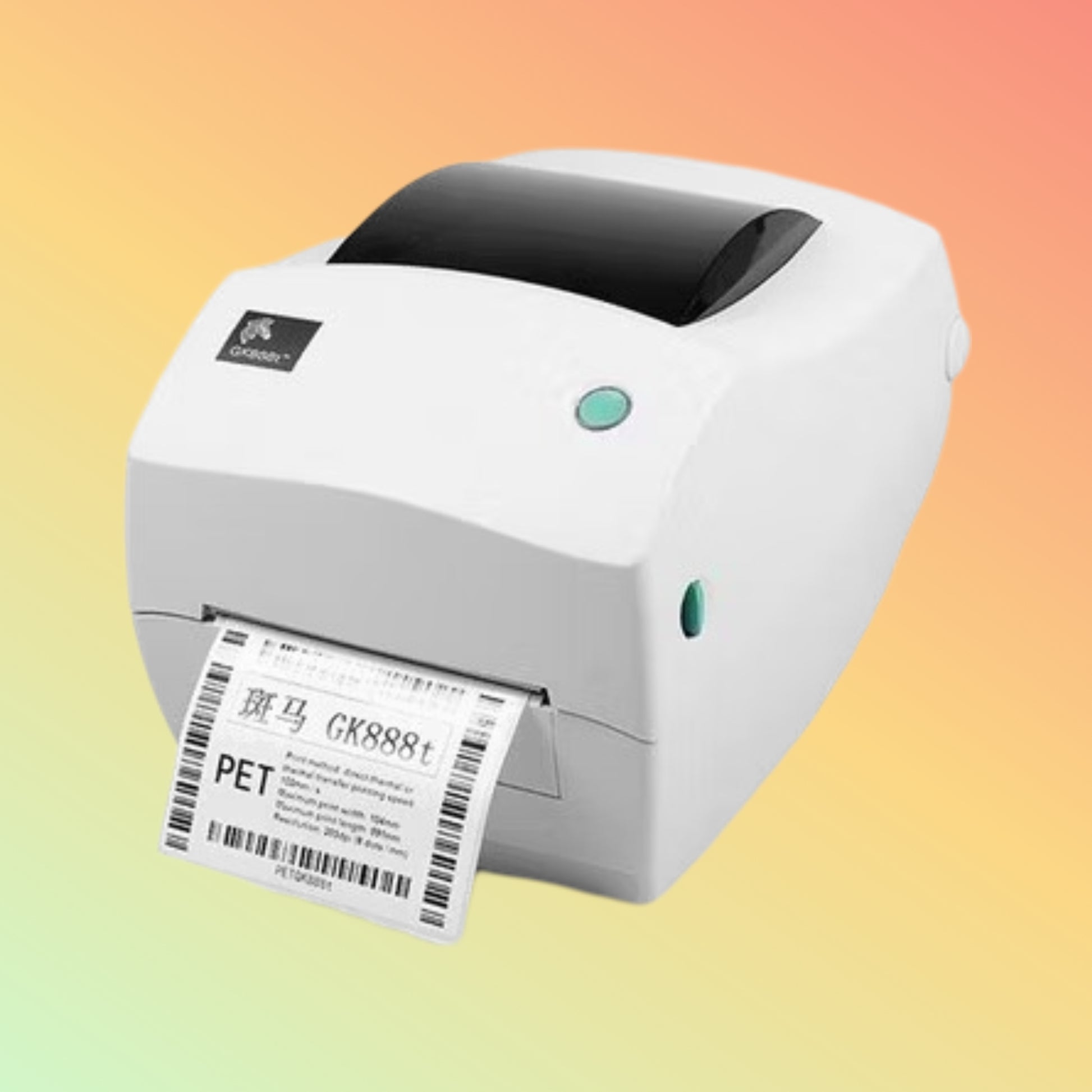 "Efficient GK888T Desktop Printer offering dual printing methods and high-resolution labels for diverse industries like retail and logistics."