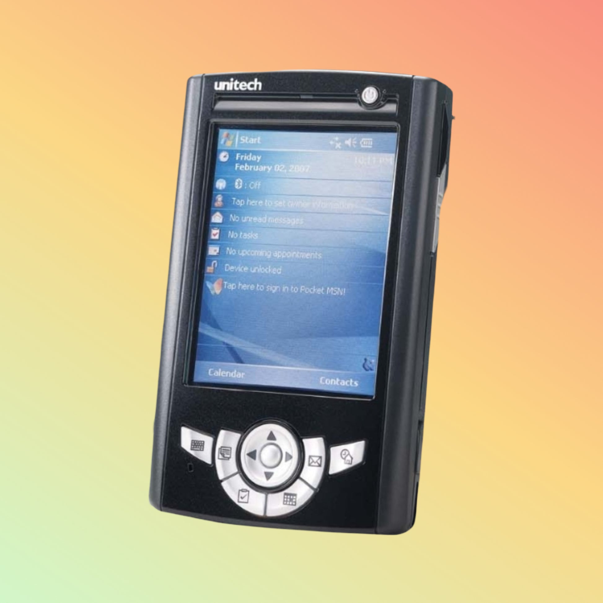 Unitech PA500 PDA durability test image, device resisting drop impact