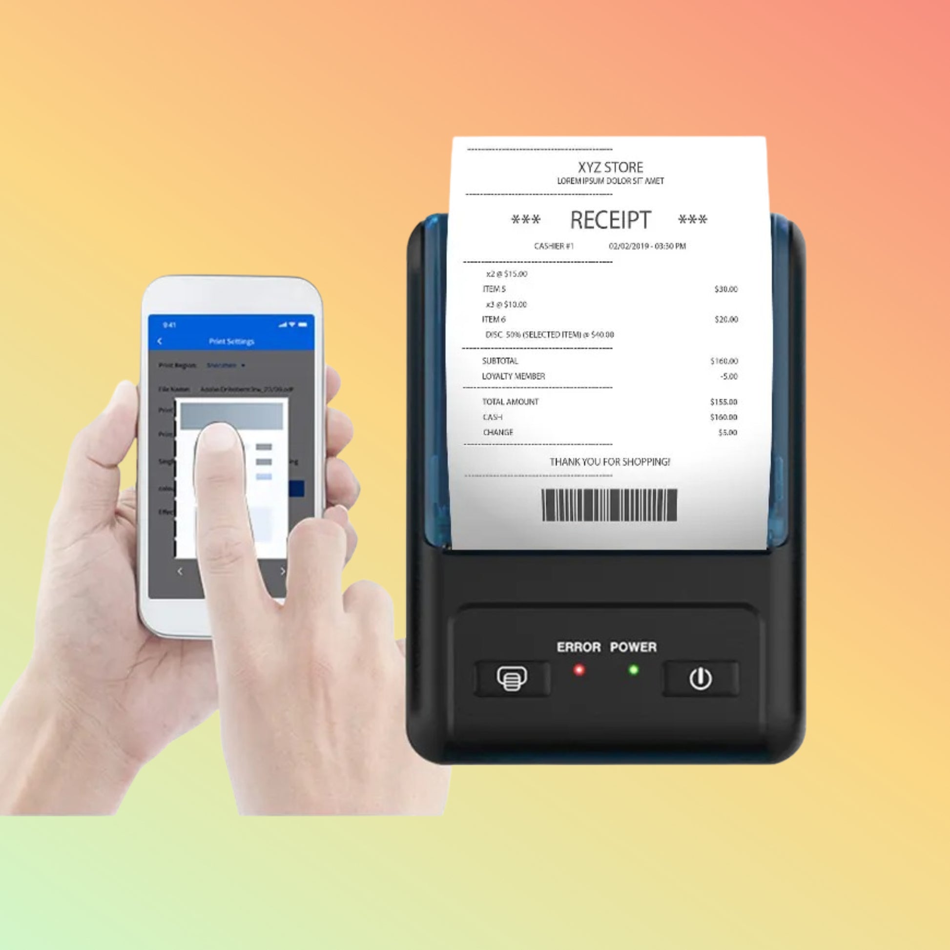 Compact POS thermal printer for Android & iOS