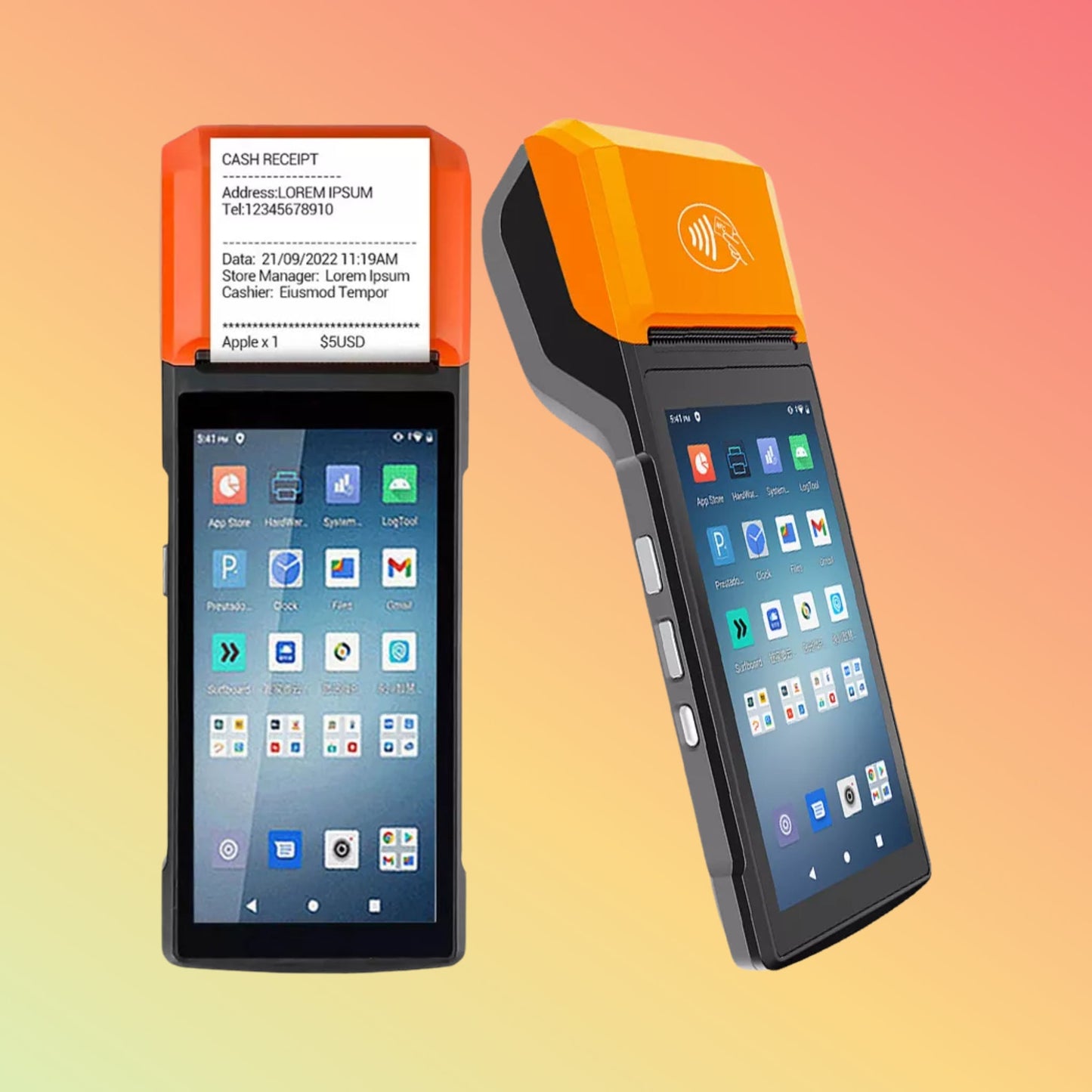 جهاز HCCTG NFC GPS 4G Android 14 الذكي المحمول مع طابعة 58 مم R330 Plus