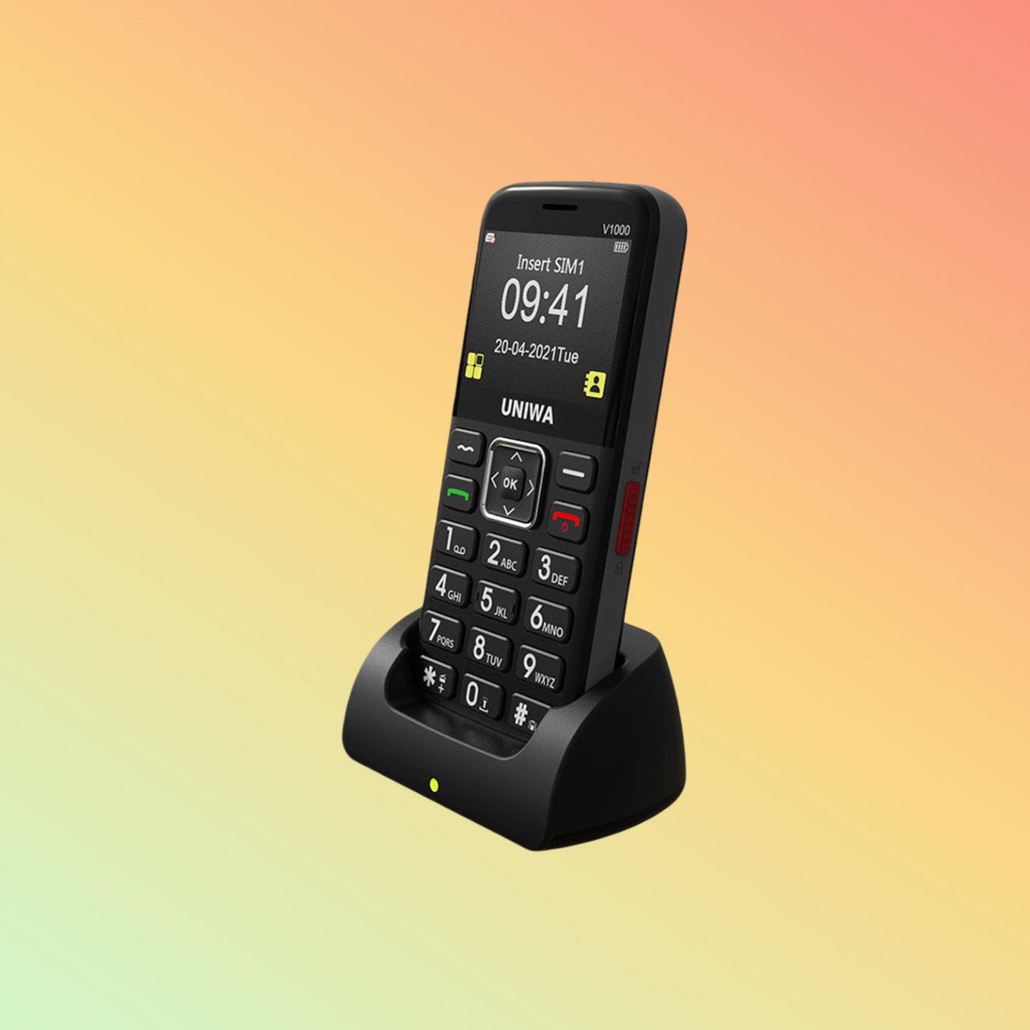 هاتف UNIWA V1000 ذو الزر الكبير 4G لكبار السن مع خاصية الاستغاثة