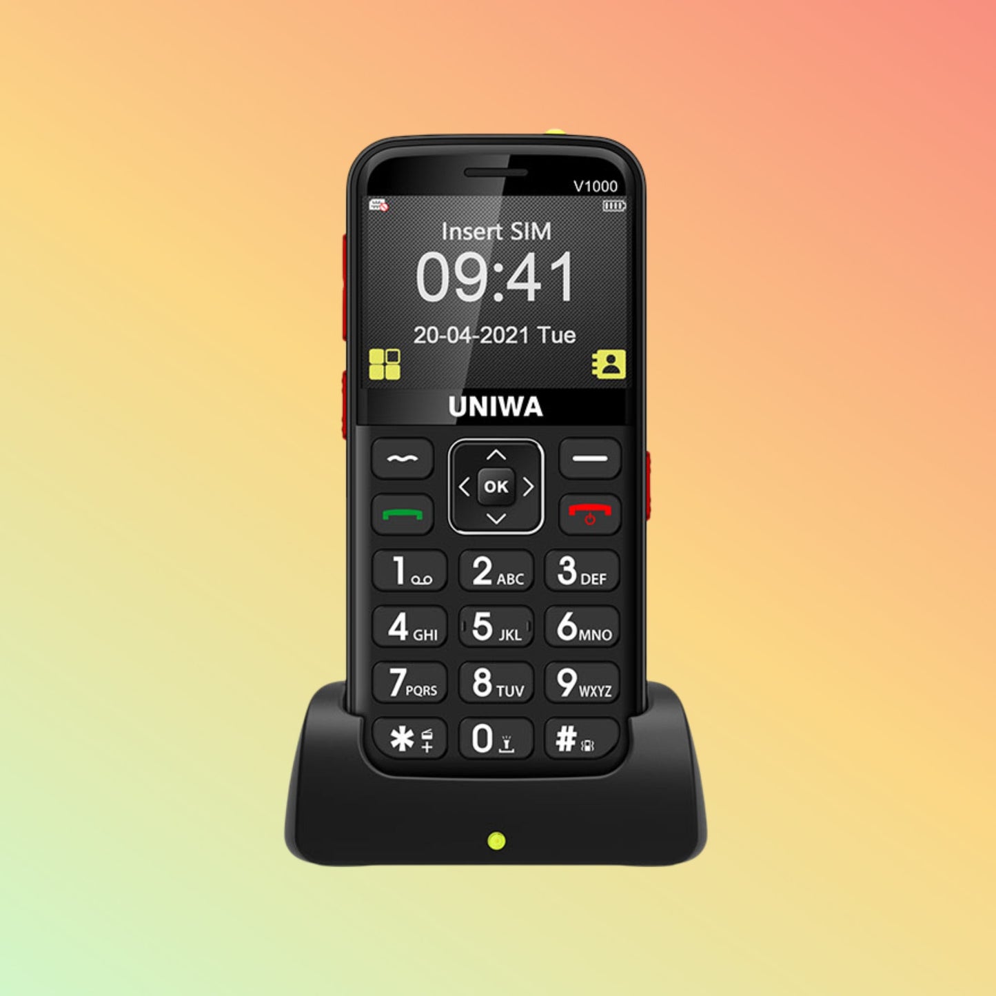 هاتف UNIWA V1000 ذو الزر الكبير 4G لكبار السن مع خاصية الاستغاثة