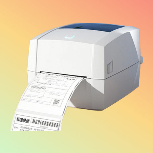 Front angle of Sbarco T4ES 203dpi Label Printer on a desk