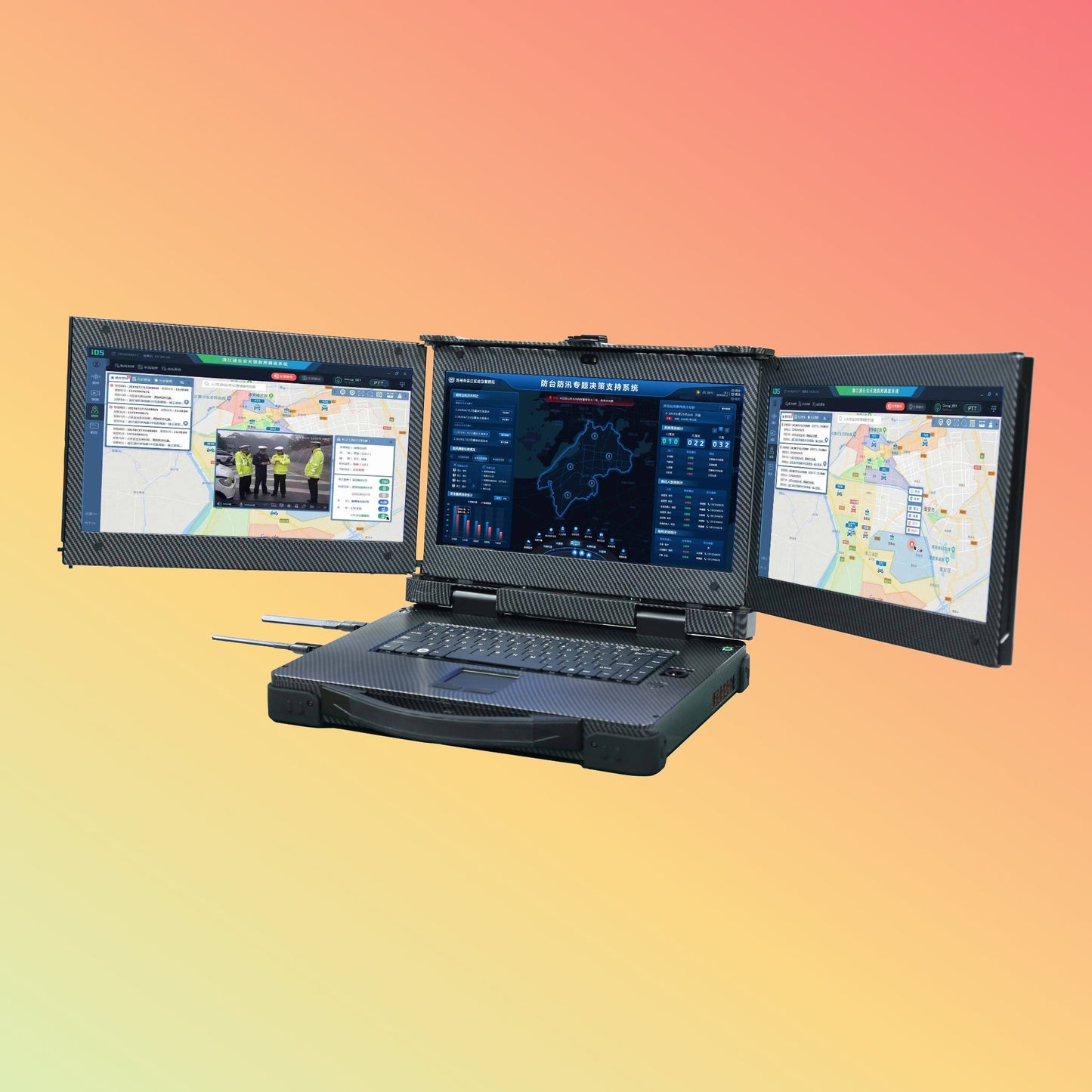 Lcd Rugged Portable Laptop Three Screen Rugged Notebook All in One Industrial Mobile Rugged Computer
