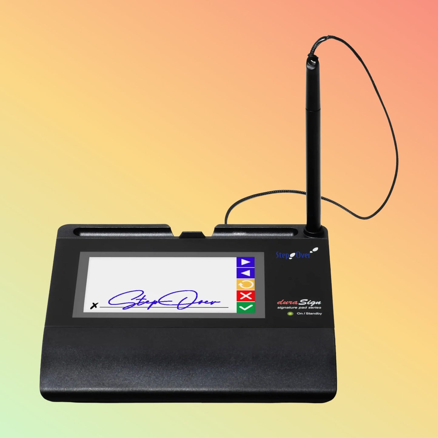 स्टेपओवर 4.3" सिग्नेचर पैड - टेम्पर्ड ग्लास, मोबाइल और डेस्कटॉप उपयोग
